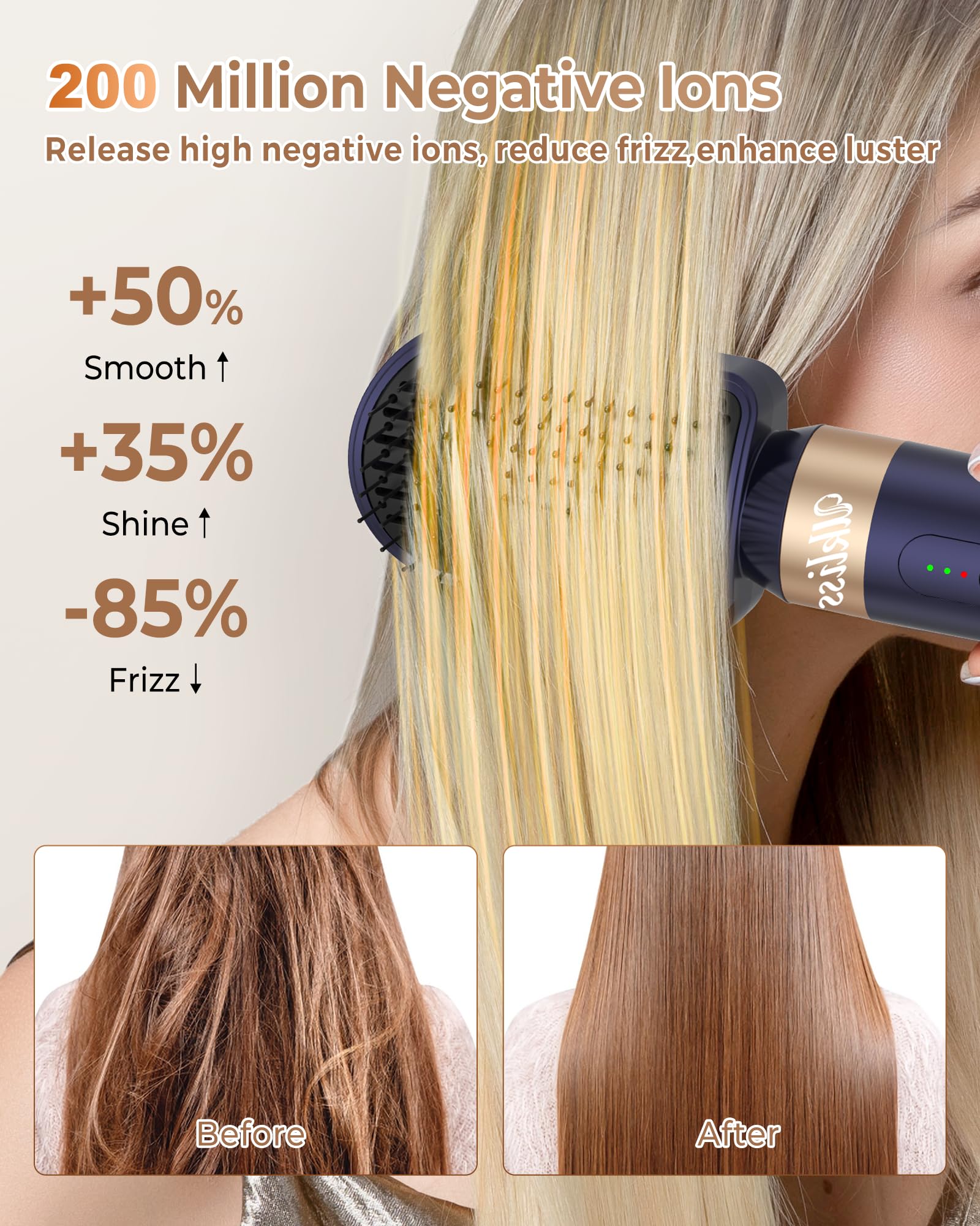 Ukliss 7-in-1 Air Styler & Blow Dryer Brush - 110,000 RPM Hot Air Hair Styler for Curly, Straight & Twisted Hair | Ionic Hair Dryer Brush for Salon-Quality Styling (Blue) | Perfect for Home Use, Travel & Professional Styling