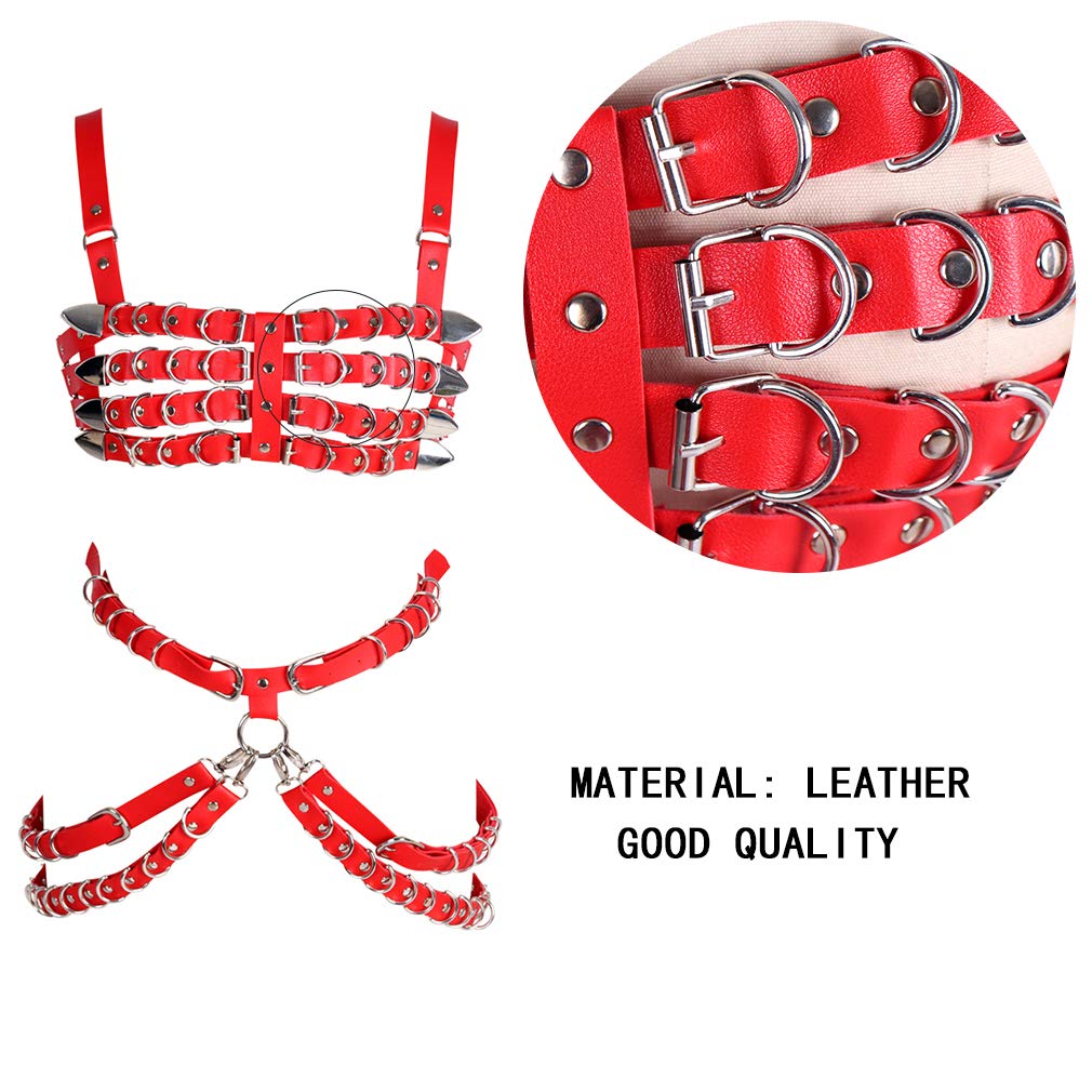 Punk Leather Body Harness for Women - Hollow Out Frame Garter Belt Set, Gothic Lingerie Accessories | Perfect for BDSM, Cosplay, and Alternative Fashion Outfits