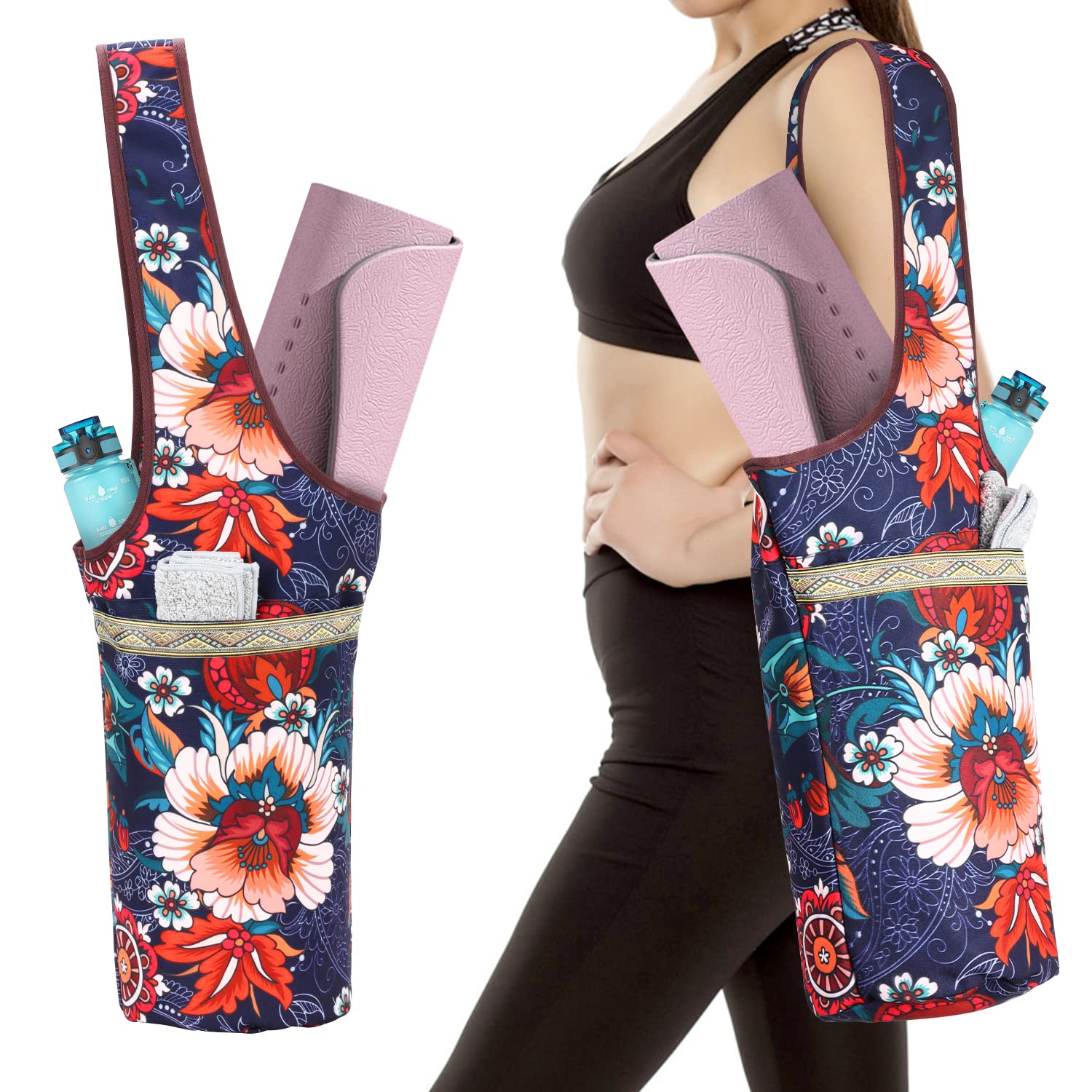 KYKU Yoga Mat Bag for Women - Tote Carrier for Mats & Accessories - Gym & Travel Use