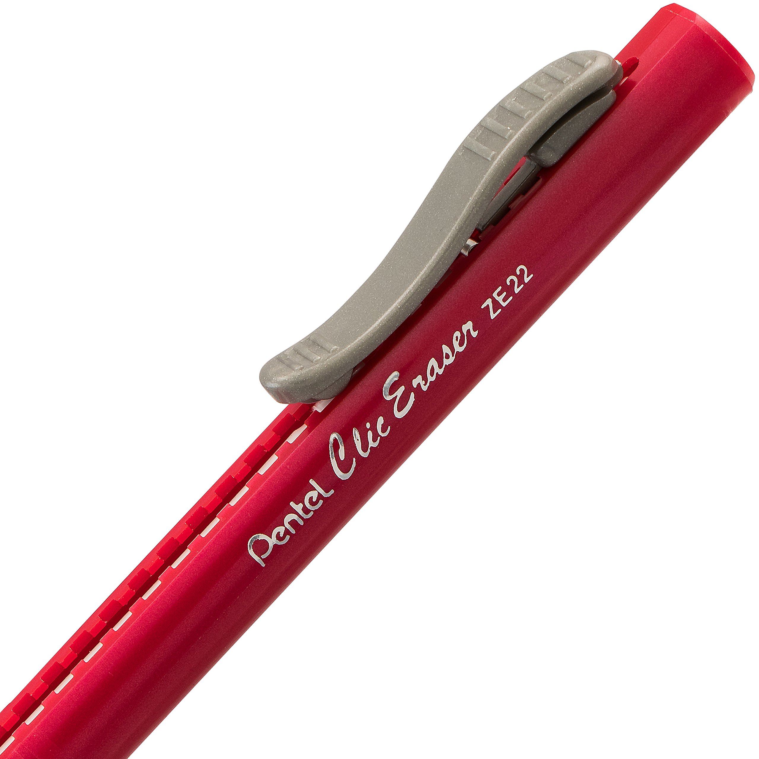 Pentel Clic Eraser Grip Retractable Eraser with Comfortable Grip, 7-Pack (Black, Red, Blue) - Ideal for Office, School, and Art Projects
