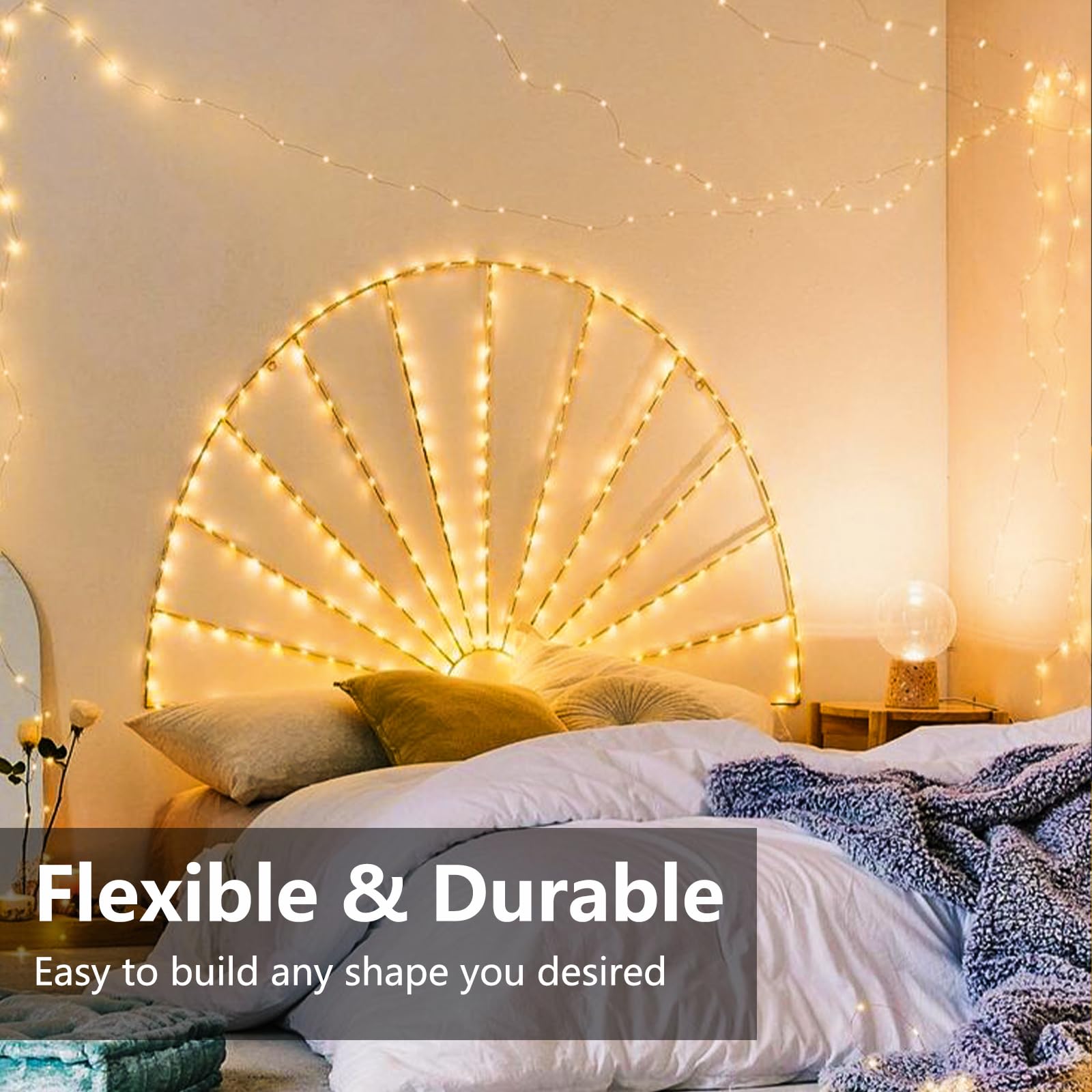 200 LED Christmas Fairy Lights - 66FT Waterproof String Lights with Remote & Timer, 8 Modes Twinkle for Indoor/Outdoor - Perfect for Bedroom, Xmas Tree, Wedding, Party Decor (Warm White)