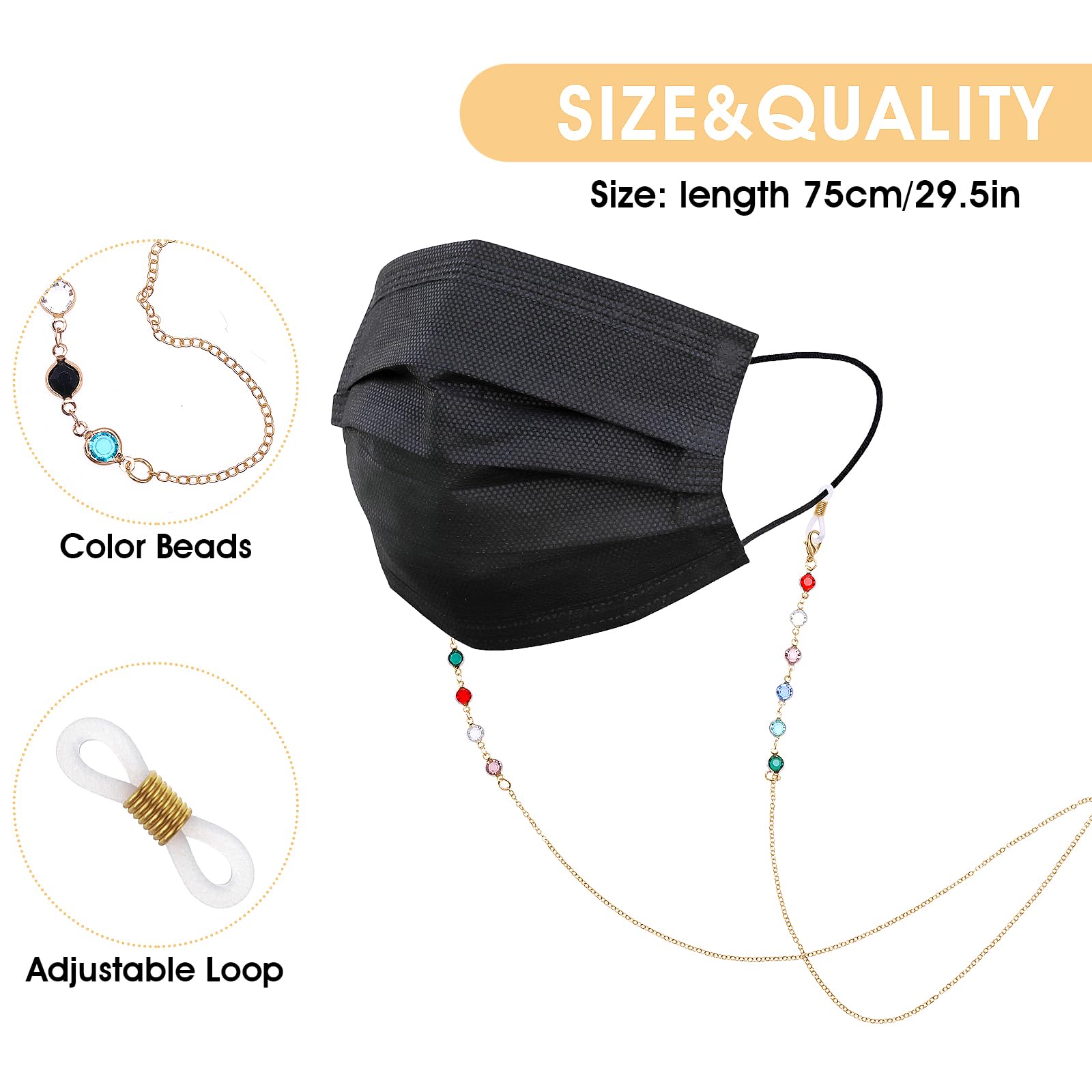 Stylish Metal Eyeglass Chains for Women & Girls - Adjustable Glasses Holder Strap, Necklace for Reading & Sunglasses - Perfect for Work, Reading, Driving & Outdoor Activities