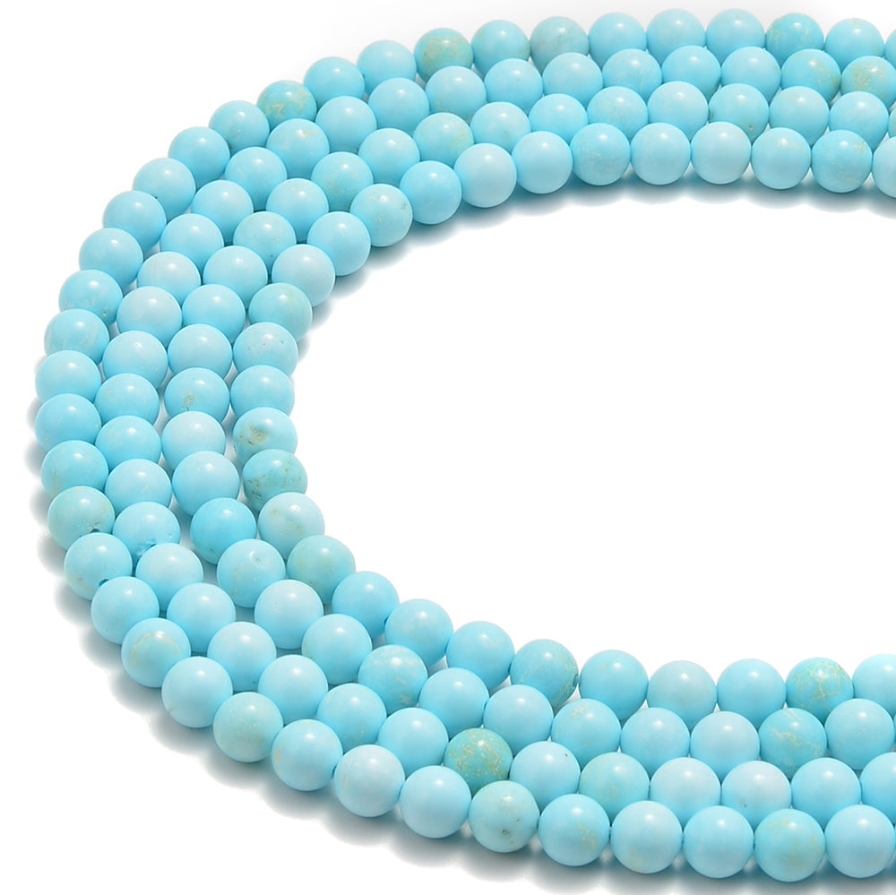Light Blue Turquoise Smooth Round Beads 4mm 6mm 8mm 10mm 15.5 Inch Strand - DIY Jewelry Making, Bracelet & Necklace Craft Supplies for Handmade Accessories
