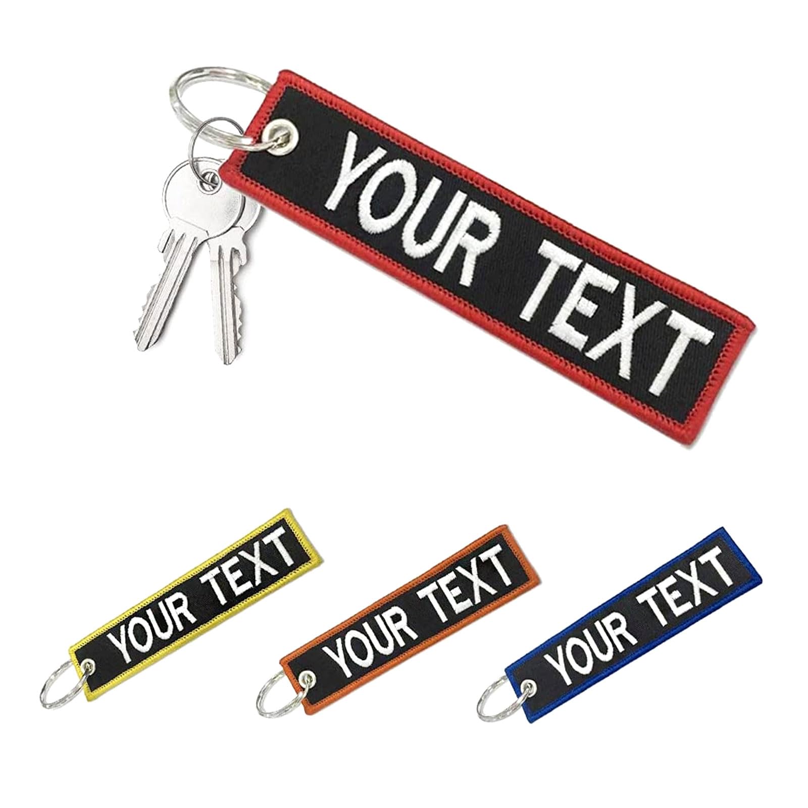 Custom Personalized Keychain for Men - Engraved Embroidery Key Tag for Car & Motorcycle Keys - Black 12.5x3cm - Perfect Gift for Drivers, Bikers & Travelers