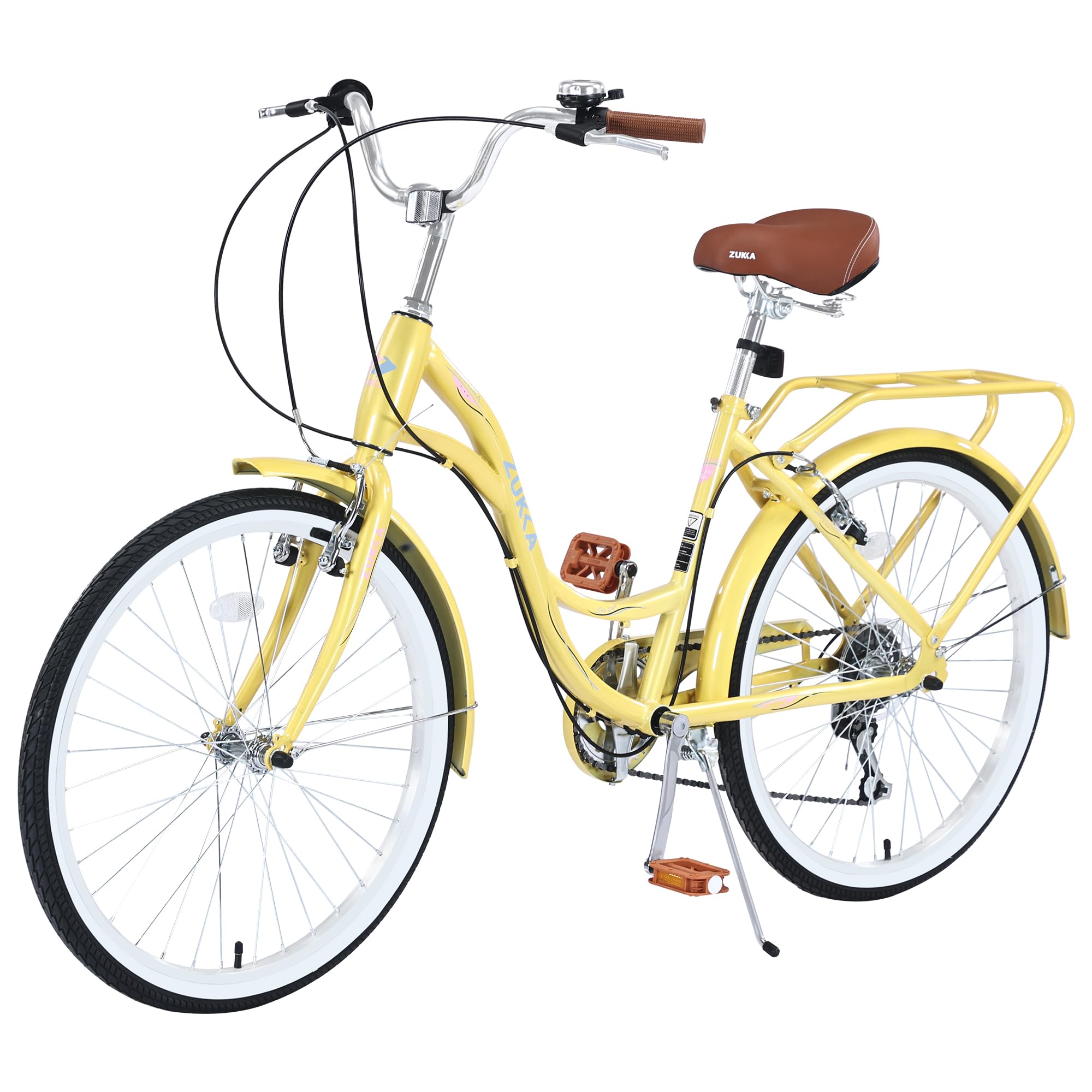 ZUKKA 24 Inch Hybrid Cruiser Bike - 7 Speed Shifter, Comfortable City Bicycle for Women & Men - Multiple Color Options - Perfect for Commuting, Leisure Rides & Urban Exploration
