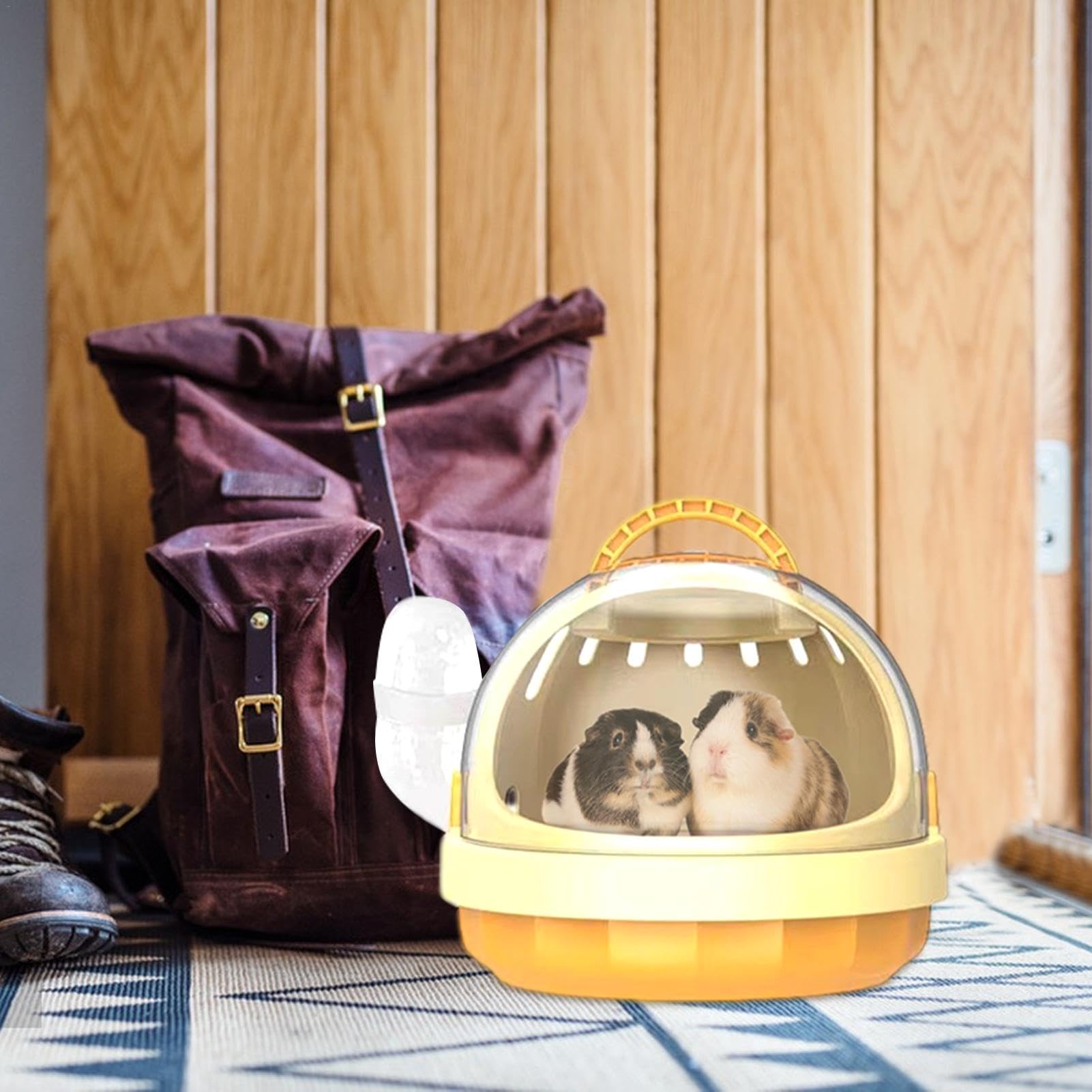 **Hamster & Guinea Pig Travel Carrier - Portable Pet Carrier Bag with Detachable Water Bottle | Secure, Cozy & Comfortable for Small Pets | Perfect for Vet Visits, Travel & Outdoor Adventures**