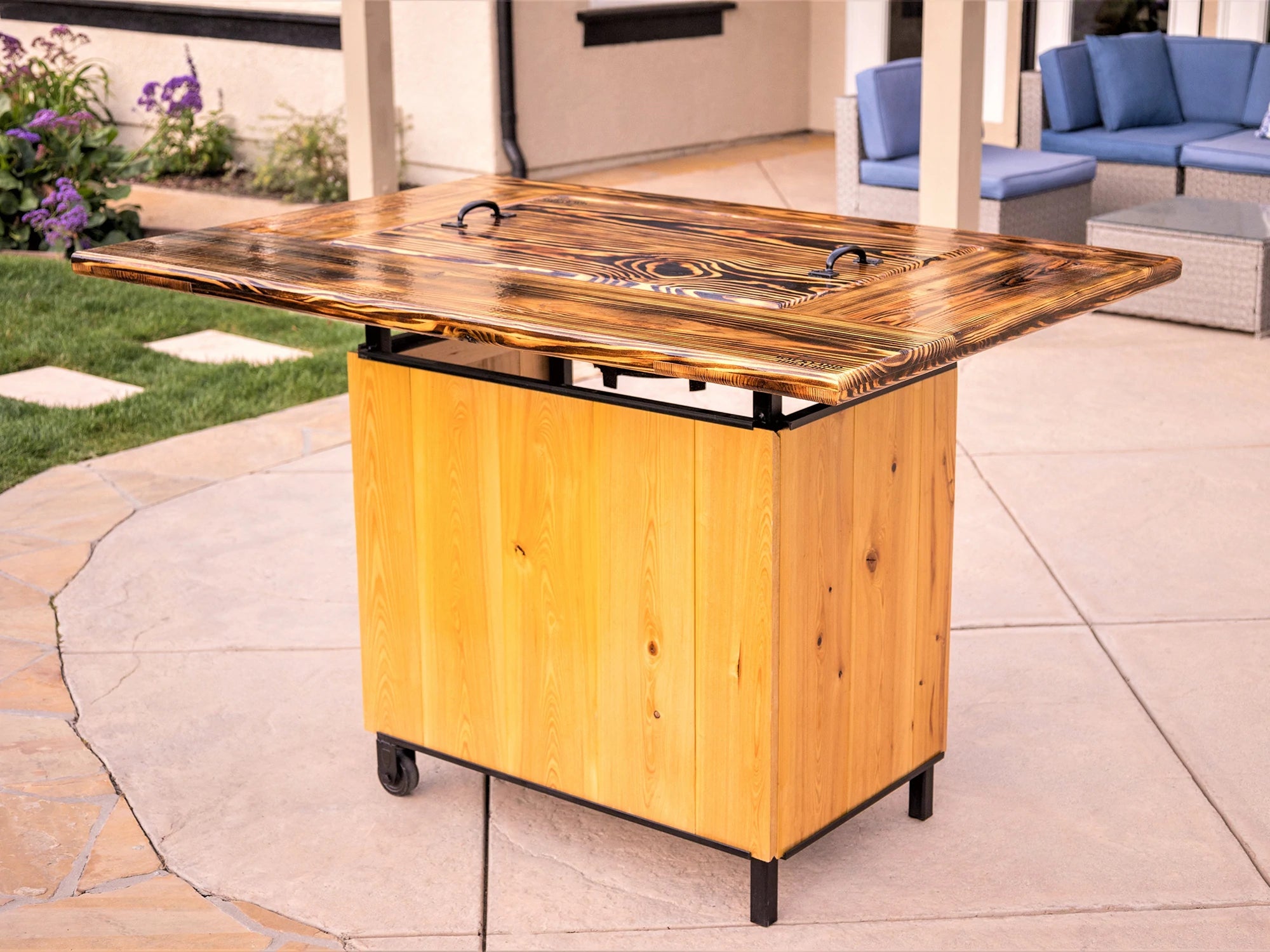 Premium Backyard Hibachi Grill Torched Cypress - Portable Japanese BBQ Grill for Outdoor Cooking, Camping & Backyard Parties - BY BHPOGTC