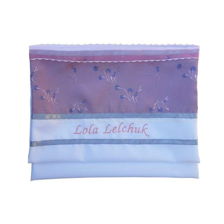 Elegant Pink Floral Silk Tallit for Women & Girls - Perfect for Bat Mitzvah Ceremonies & Jewish Prayer Shawl - Ideal for Synagogue Services, Religious Celebrations & Special Occasions