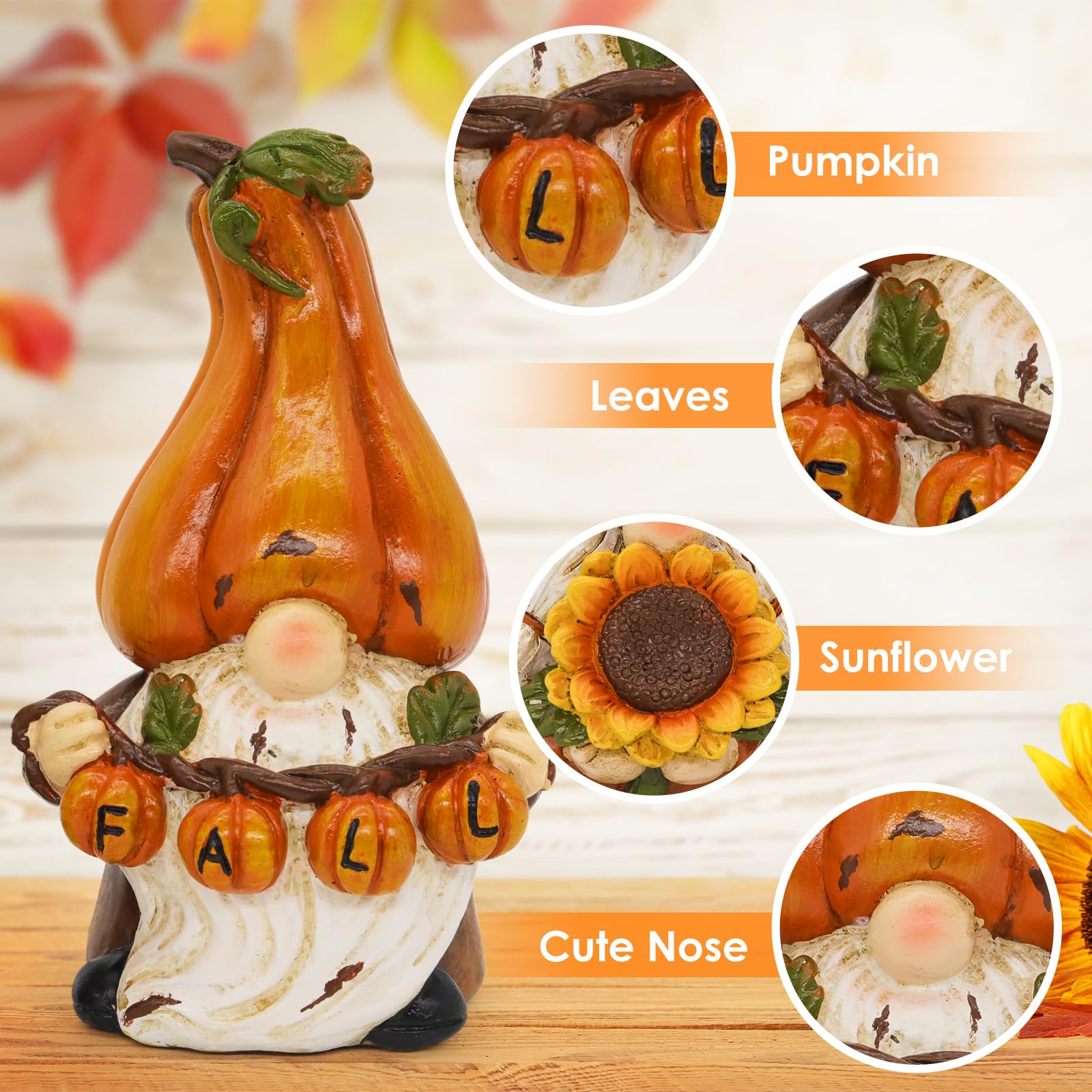 Handmade Fall Thanksgiving Pumpkin Gnomes Decor - Cute Elf Home Decorations for Harvest Party, Seasonal Table Centerpiece & Cozy Autumn Gift Idea - Perfect for Fireplace Mantel, Front Porch & Holiday Table Setting