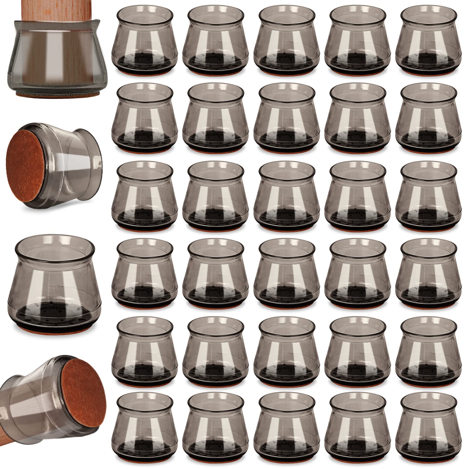 32 Pcs Silicone Chair Leg Floor Protectors - Non-Slip Furniture Pads for Hardwood Floors, Round Rubber Foot Caps & Sliders for Chairs, Tables & Sofas - Protect Floors from Scratches & Noise in Home & Office