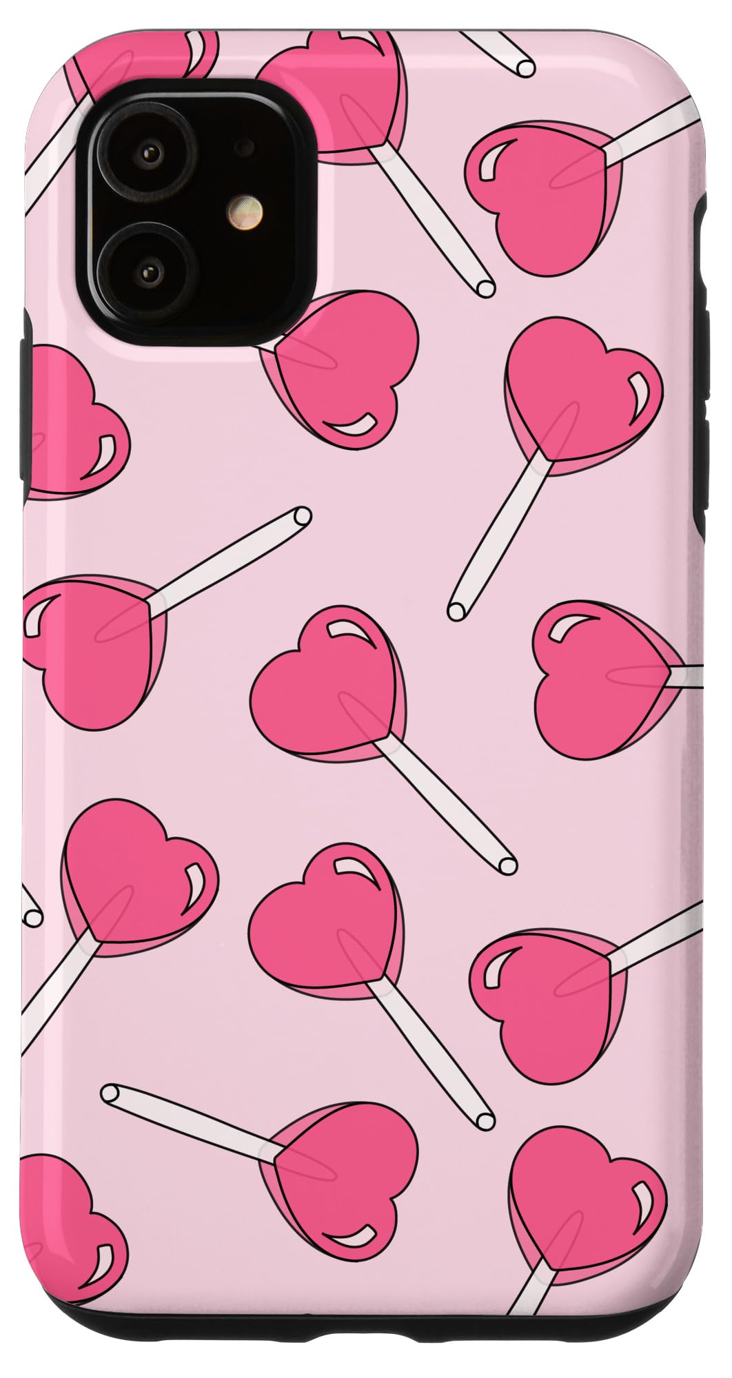 Pink Aesthetic iPhone 11 Heart Lollipop Phone Case - Valentine's Day Gift, Cute Protective Cover for Women & Girls - Perfect for Date Night, Selfies & Everyday Use