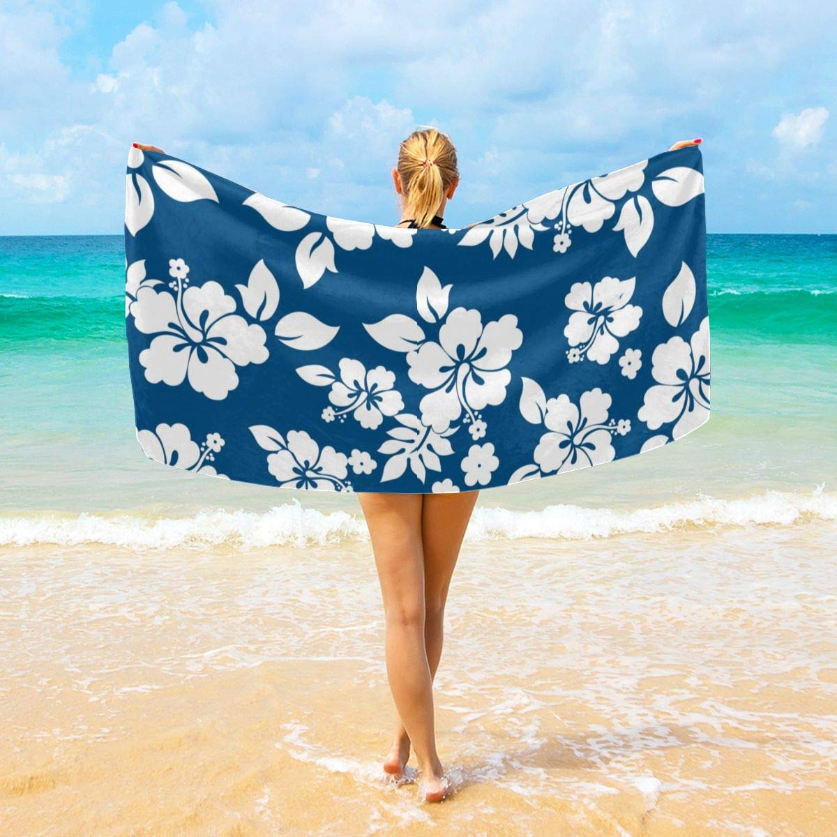 Premium Aloha Hawaiian Floral Microfiber Beach Towel - Extra Large 40x70 Inch Oversized Beach Blanket | Ultra Soft, Quick Dry & Highly Absorbent | Perfect for Beach, Pool, Picnic, Yoga & Travel | Great Gift for Women, Men & Kids
