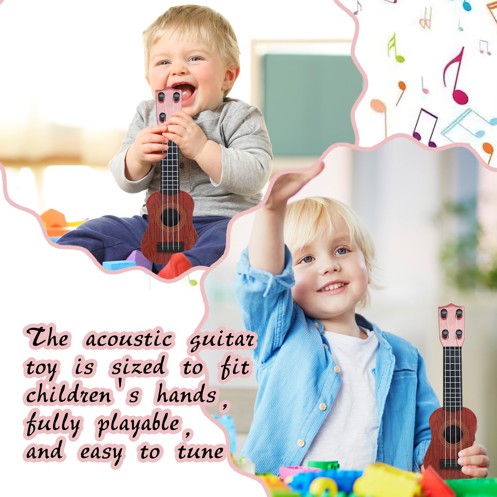 15 Pcs Kids Toy Guitar 10 Inch Mini Classical Ukulele - Beginner Musical Instrument for Toddlers, Educational Developmental Toy with Rhyme - Perfect for Birthday Gifts, Preschool Learning & Music Playtime