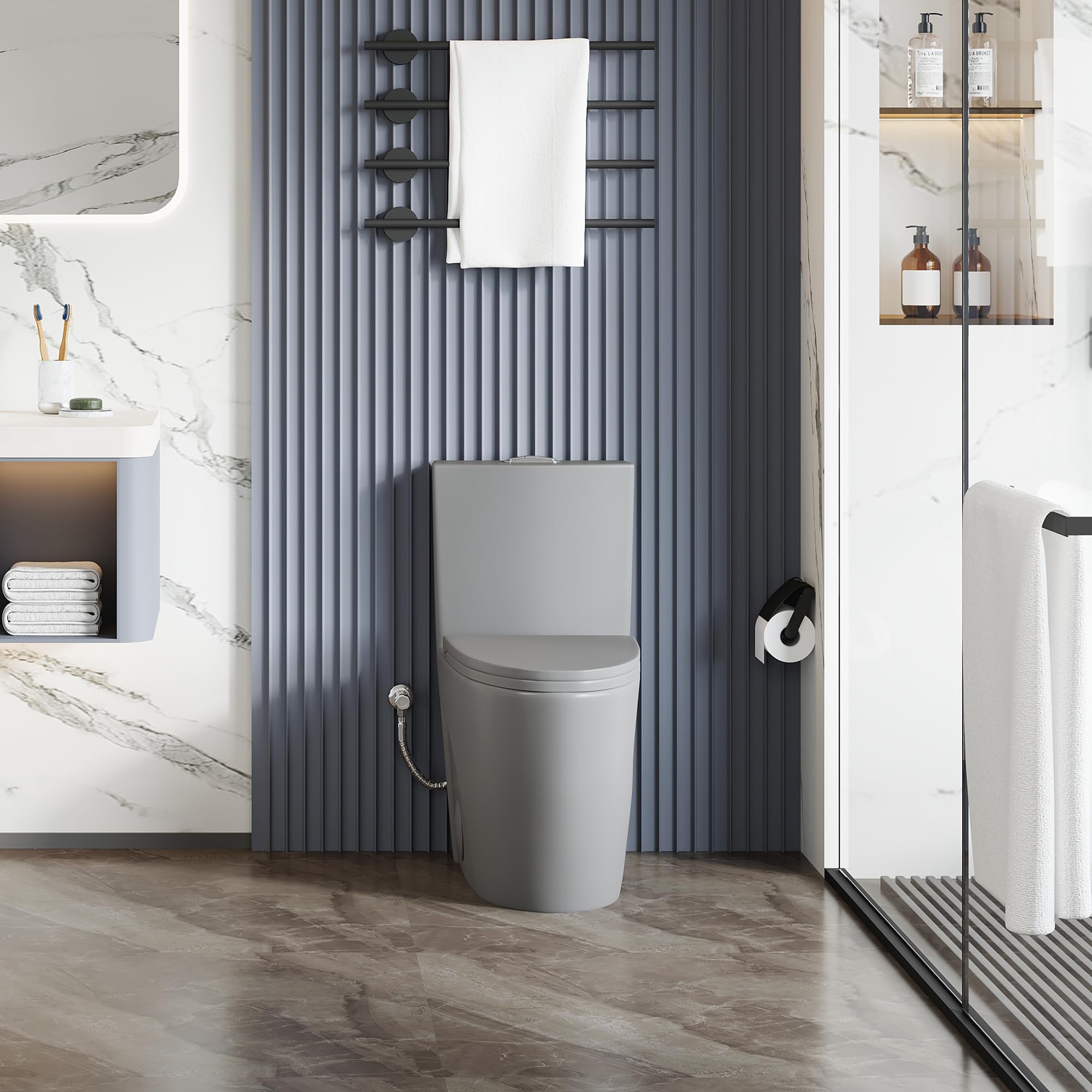 Eridanus Elongated One Piece Toilet - Powerful Siphon Dual Flush 1.1/1.6 GPF, 12