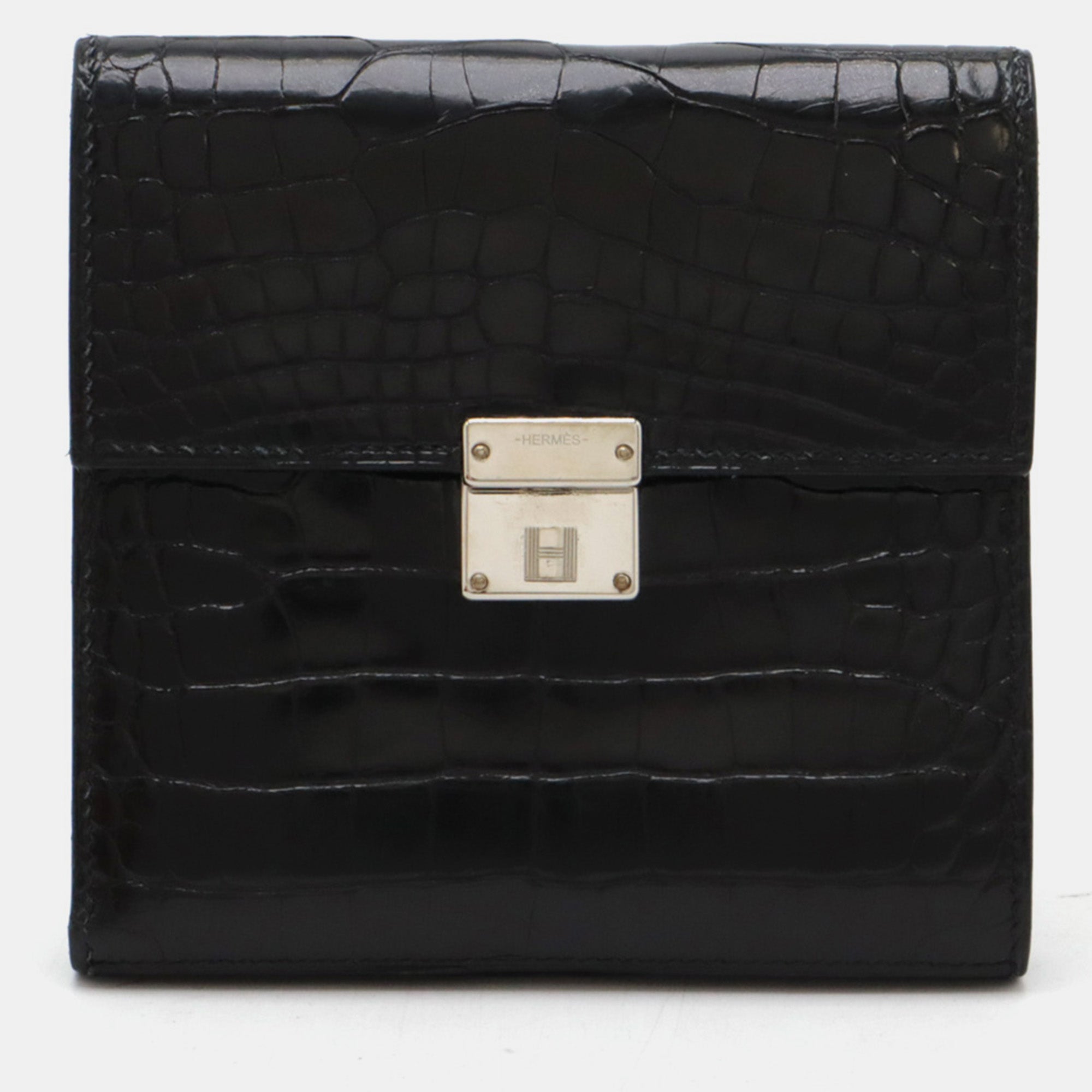 Premium Black Alligator Leather Clic Compact Wallet for Men - Slim RFID Blocking Luxury Bifold Wallet - Perfect for Business, Travel & Everyday Use