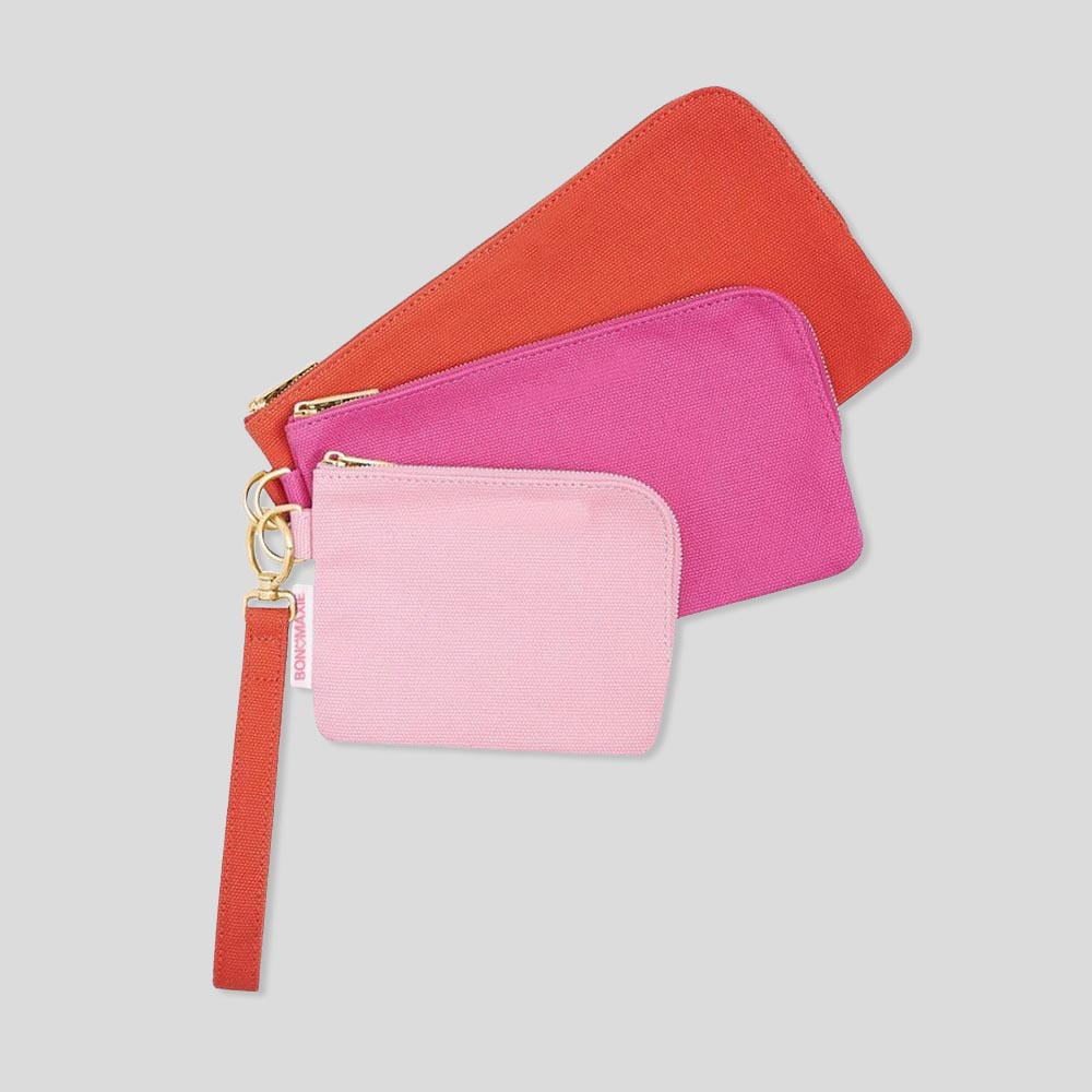 Bag Buddies Organizer Pouch Set - Pink Ombre for Handbags, Backpacks & Travel Accessories | Perfect for Makeup, Stationery & Small Essentials