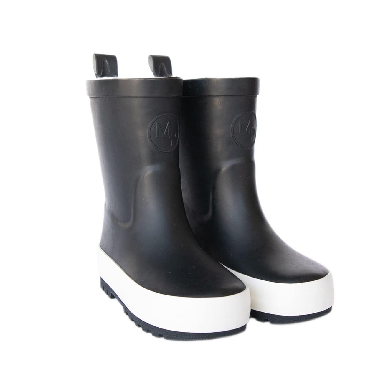 Kids Black Rubber Rain Boots Size 12 - Durable Waterproof Footwear for Outdoor Play and Puddles