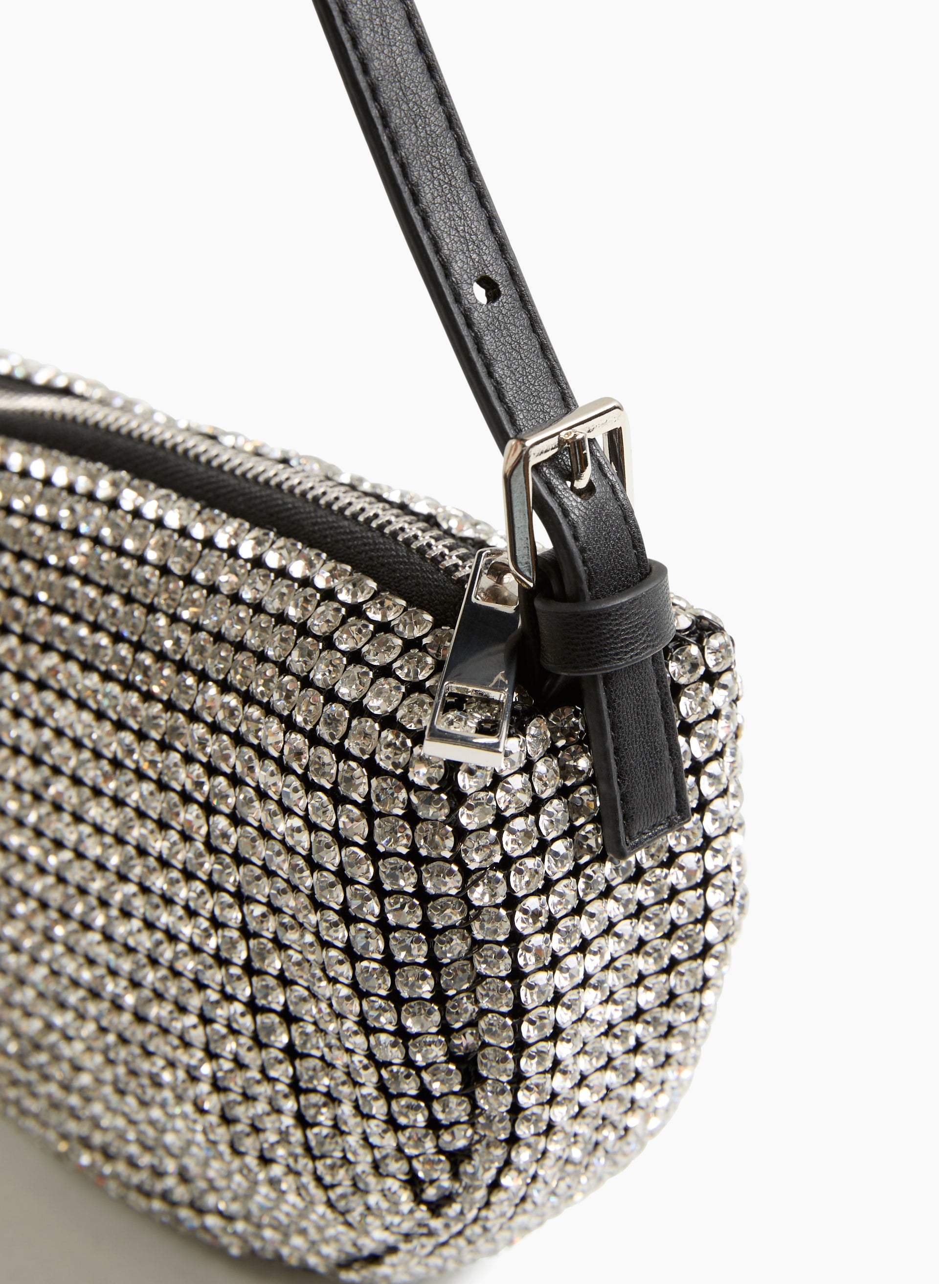 Elegant Crystal Embellished Half Moon Crossbody Bag for Women - Perfect for Evening Parties, Weddings & Special Occasions