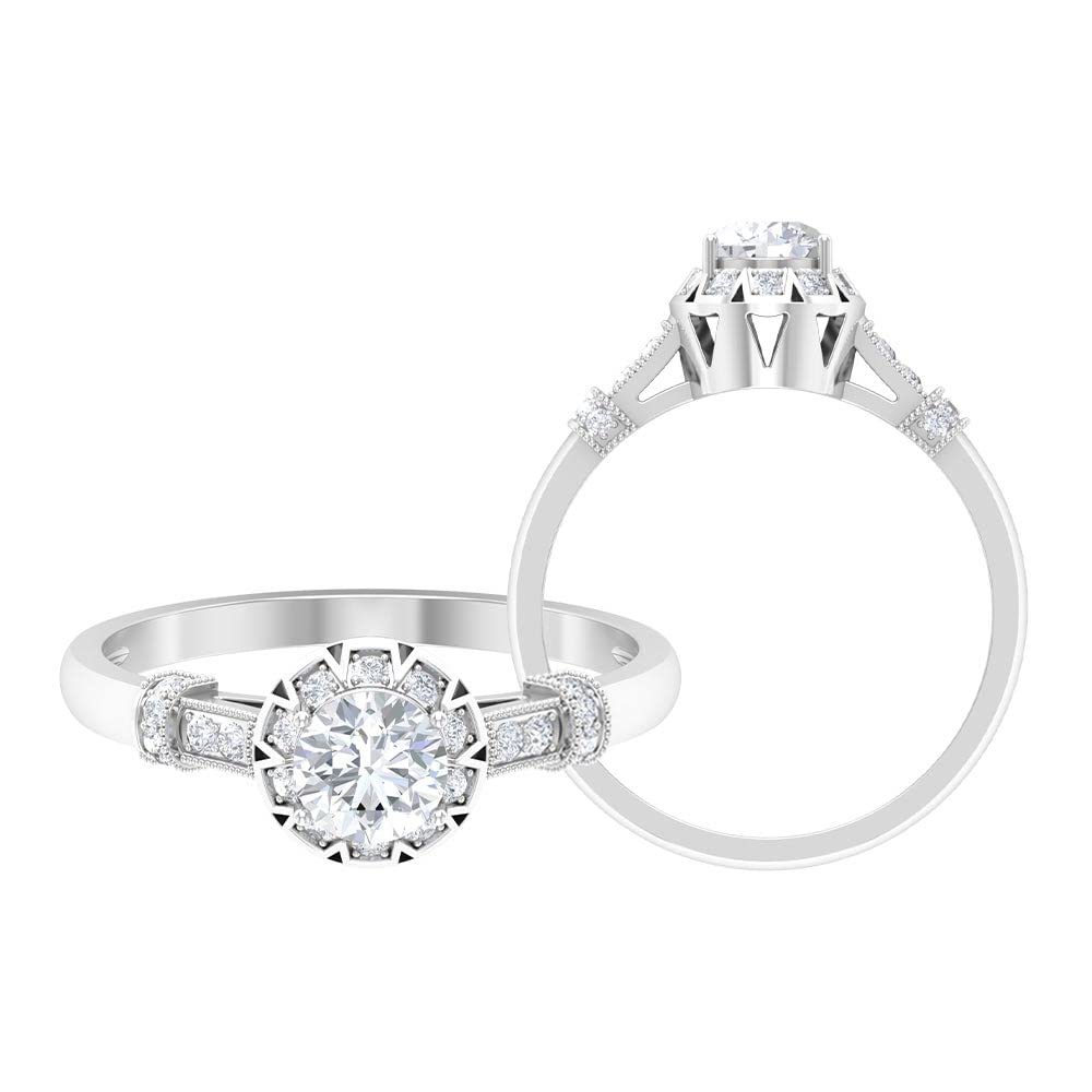3/4 CT Moissanite Engagement Ring for Women - 14K Solid Gold Vintage Wedding Band, Certified Durable Moissanite Jewelry - Perfect for Proposals, Anniversaries & Bridal Gifts