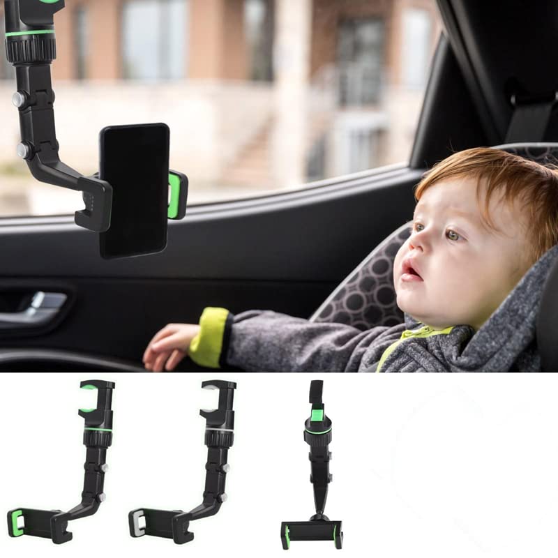 Universal Adjustable Car Phone Holder Mount - Telescopic GPS Phone Stand for Rearview Mirror, Multi-Function Phone Bracket for Safe Navigation (Black) | Perfect for Road Trips, Commuting & Hands-Free Driving