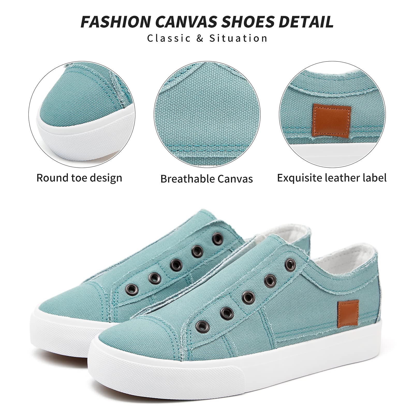 Women's Slip-On Non-Slip Canvas Sneakers - Comfortable Low Top Casual Shoes for Walking, Travel & Everyday Wear