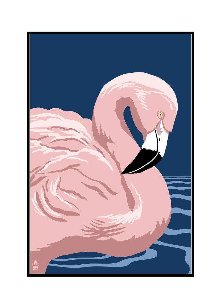 Flamingo Solo - 24x36 Framed Gallery Wrapped Stretched Canvas Wall Art - Tropical Home Decor for Living Room, Bedroom & Office