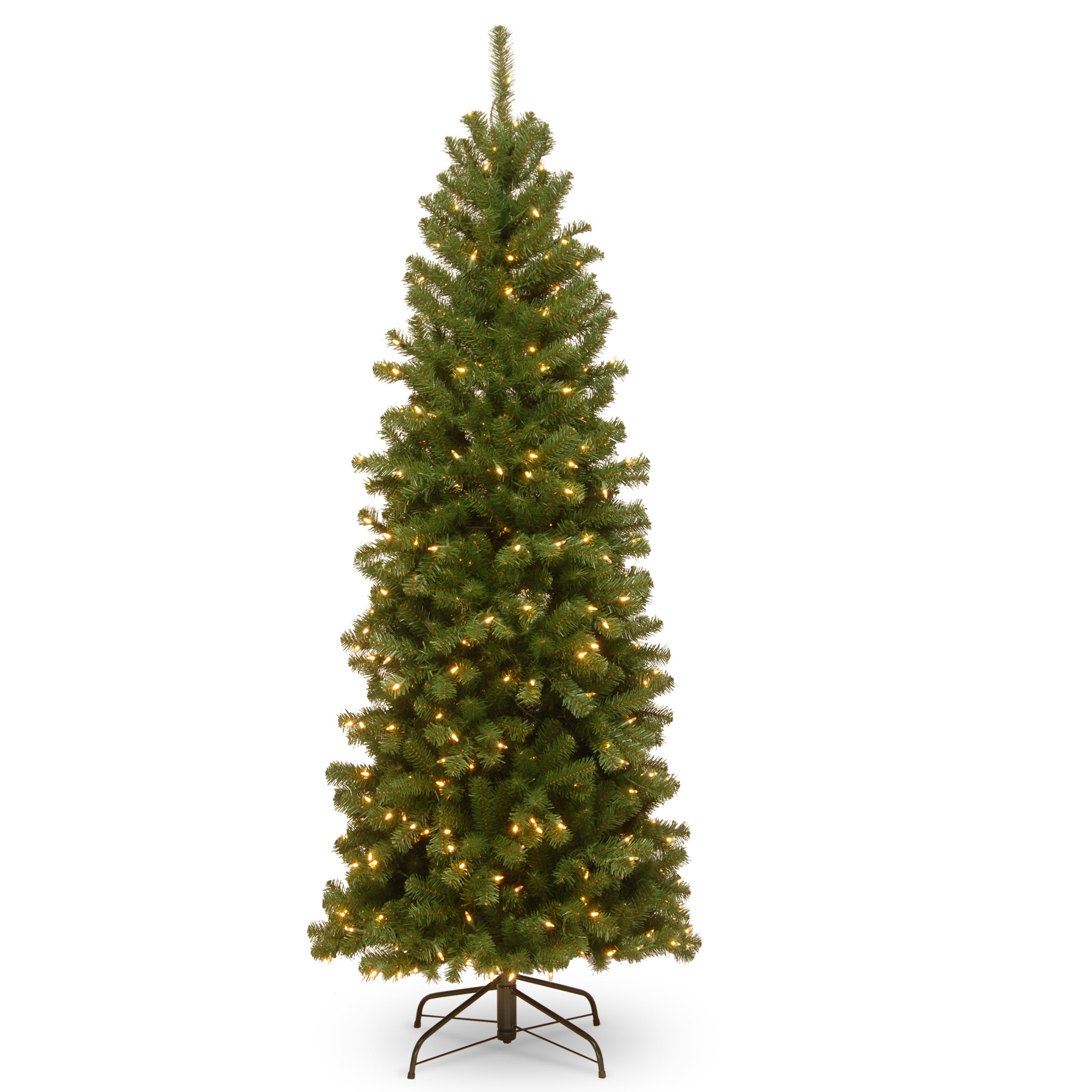 6 ft. Pre-Lit North Valley Spruce Pencil Slim Artificial Christmas Tree with 300 Clear LED Lights - Perfect for Small Spaces, Apartments & Holiday Decor