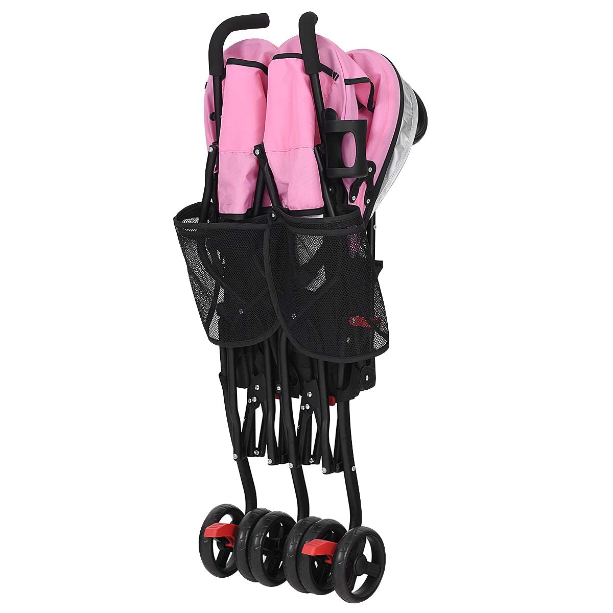 HONEY JOY Double Stroller - Compact Lightweight Side by Side Twin Stroller with Adjustable Canopy, Cup Holder & Storage Bag | Foldable Travel Stroller for Airplane | Perfect for Infants and Toddlers | Ideal for Shopping, Traveling and Outdoor Adventures