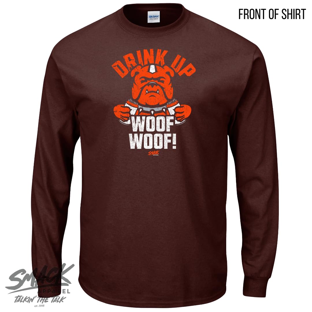 Cleveland Browns Football Fan T-Shirt - Drink Up Woof Woof Graphic Tee for Men & Women (S-5XL) | Perfect for Game Day, Tailgating & Football Parties