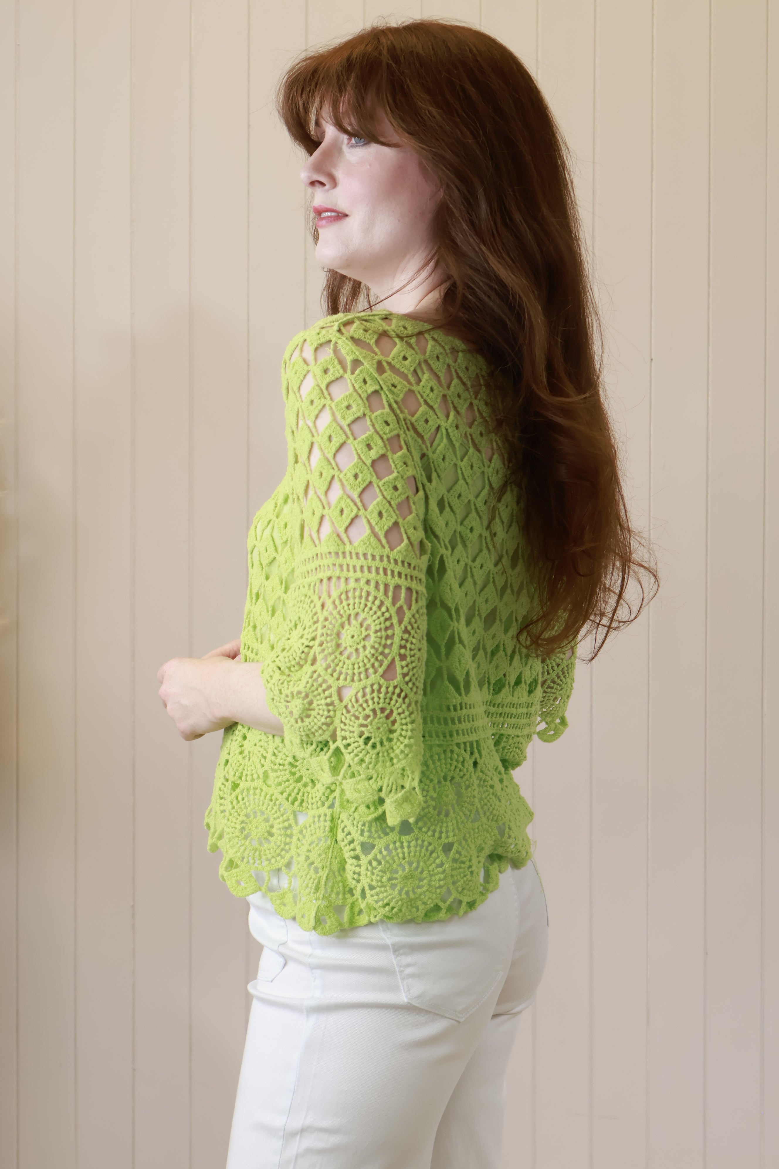 Cressida Crochet Top Lime Green - Boho Chic Summer Crop Top for Women - Perfect for Beach, Music Festivals & Casual Outings