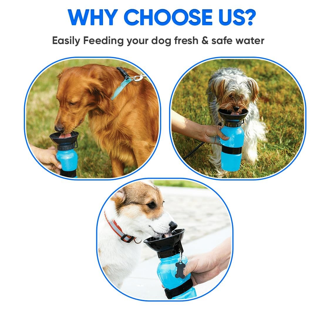 URBANPET Portable Dog Water Bottle with Sipper - 500ml Travel Water Bowl for Dogs | Perfect for Hiking, Walking & Outdoor Adventures