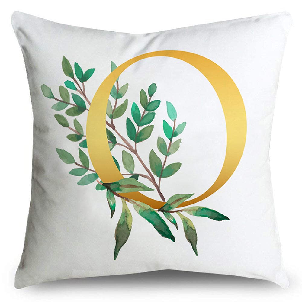 Soft Polyester Lumbar Throw Pillow Covers - Simple English Alphabet Design (18x18 Inch, Set of 2) for Sofa, Car & Home Decor - Perfect for Living Room, Bedroom & Office Comfort