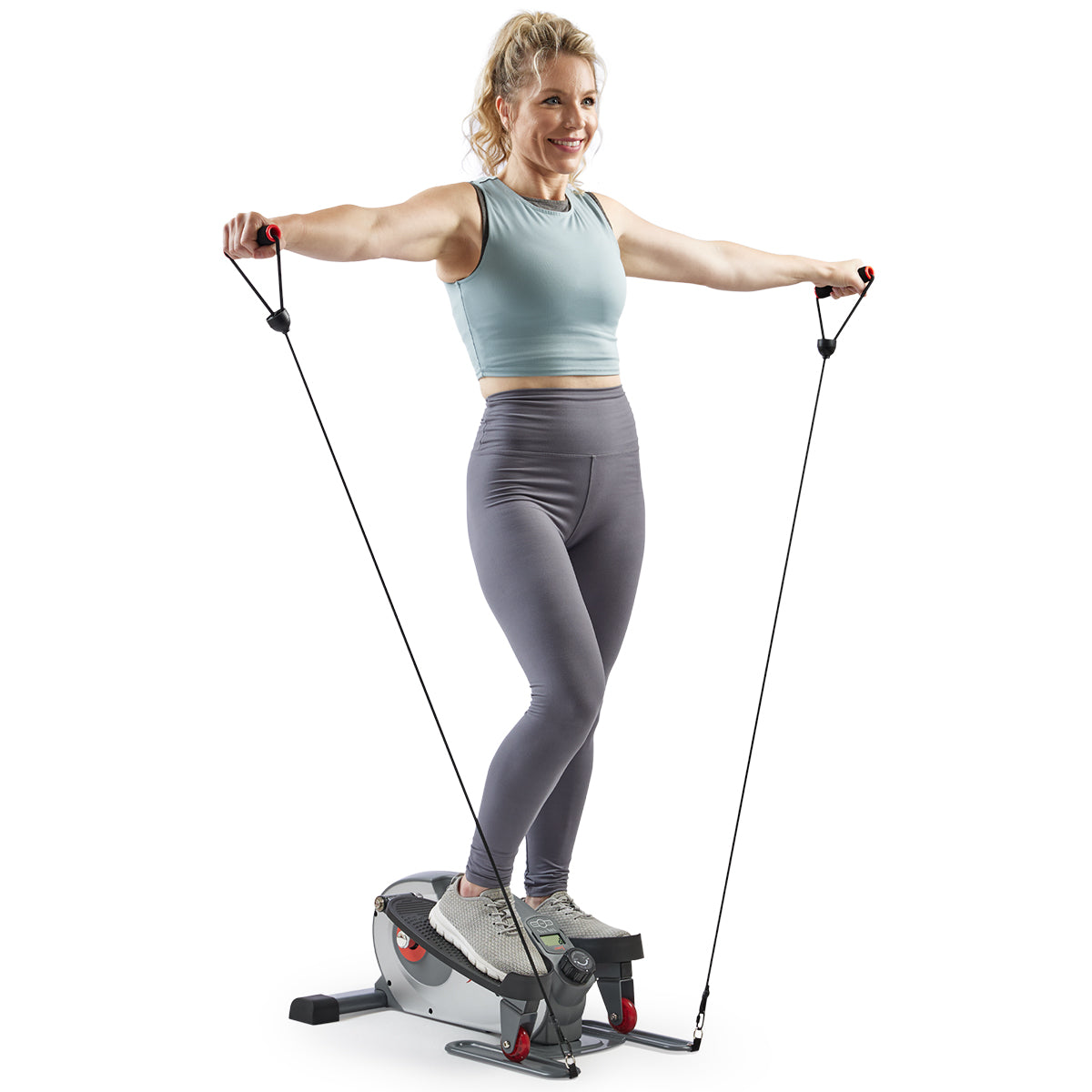 Smart Stand/Sit Mini Elliptical Trainer with Resistance Bands - Portable Under Desk Elliptical Machine for Home & Office Workout, Perfect for Small Spaces and Sedentary Lifestyle