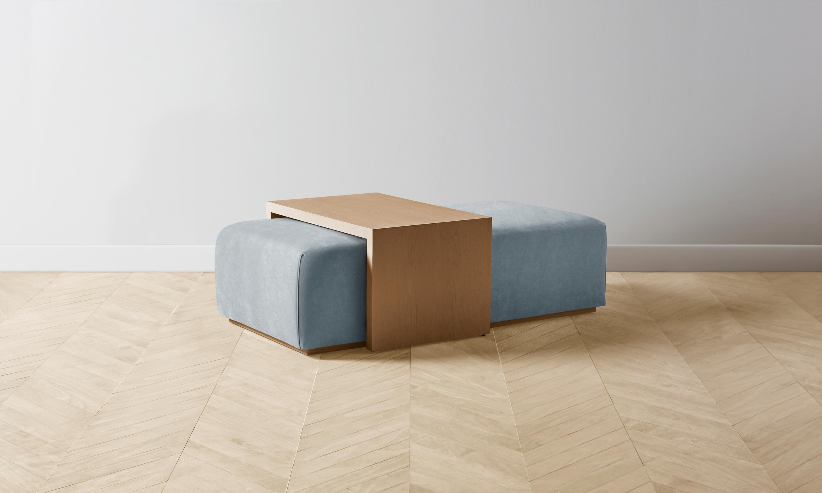 The Bowery Ottoman - Luxe Performance Velvet in Sky Blue - Perfect for Living Room, Bedroom & Home Decor