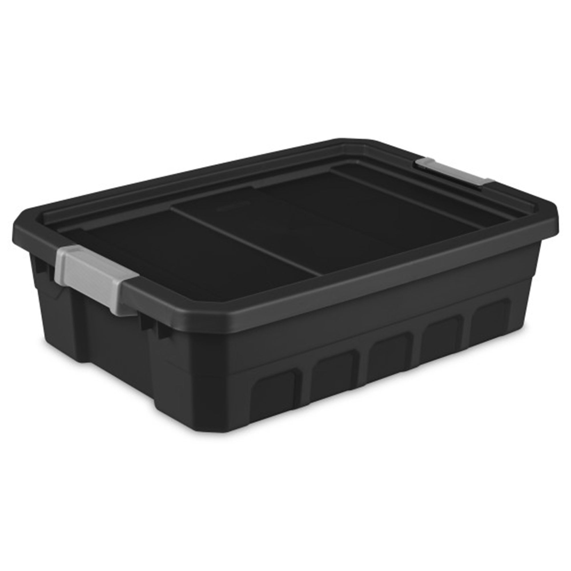 Sterilite 24-Pack 10 Gallon Black Plastic Storage Bins with Lids - Stackable Clear Containers for Home Organization, Garage, Closet & Office Supplies Storage
