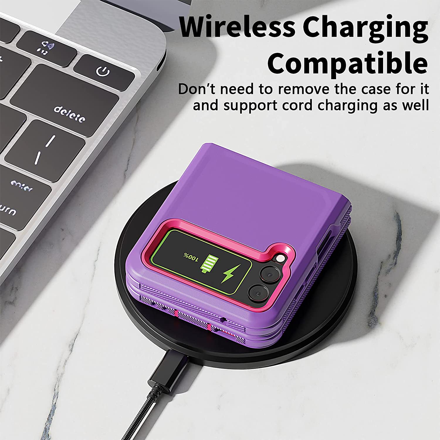 Samsung Galaxy Z Flip 4 Case with Drop Protection - Shockproof Bumper Cover for Flip Phone (Purple) - Perfect for Daily Use, Travel & Outdoor Activities