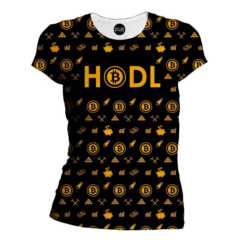 Bitcoin HODL Gold Women's T-Shirt - Crypto Enthusiast Gift & Casual Wear | Perfect for Bitcoin Fans, Crypto Events & Everyday Outfits | On Cue Apparel