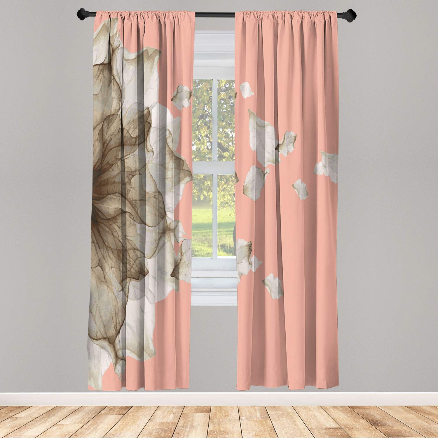 Ambesonne Abstract Flower Window Curtains - Modern Futuristic Watercolor Print, Lightweight Decorative 2-Panel Set with Rod Pocket, 28