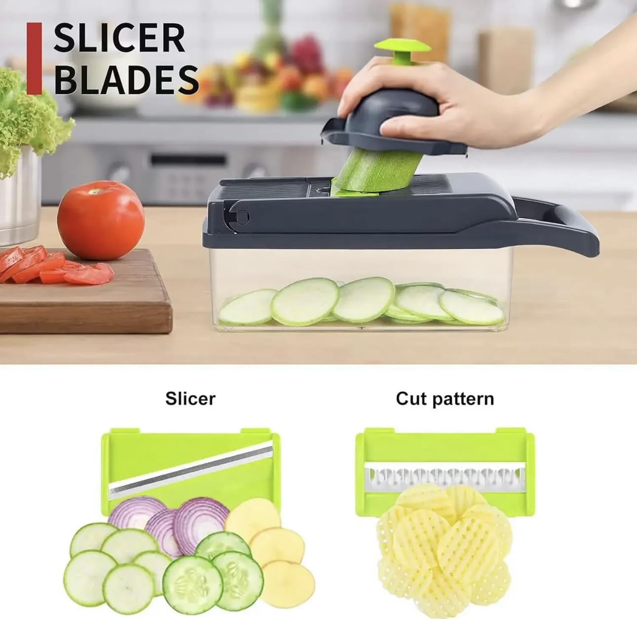 15-in-1 Multifunctional Vegetable Chopper with 8 Blades - Onion & Garlic Cutter, Slicer, Dicer & Storage Container for Easy Food Prep - Perfect for Meal Prep, Salads, Stir Fry & Home Cooking
