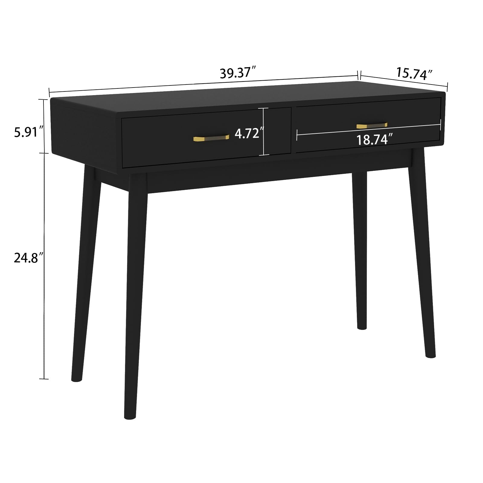 40 Inch Small Desk with Drawers - Modern Home Office Study Writing Desk for Bedroom, Black Computer Desk with 4 Solid Legs, Space-Saving Vanity Desk for Small Spaces | Perfect for Home Office, Dorm Room & Apartment Workspace