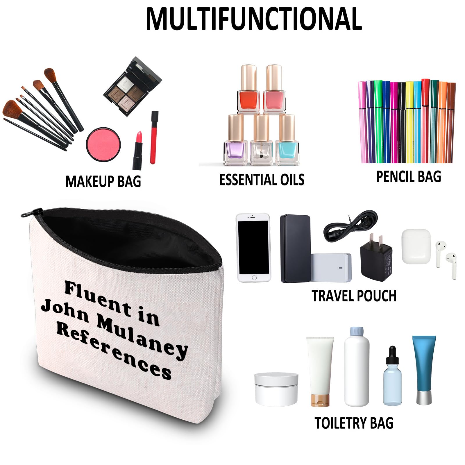 G2TUP John M Inspired Makeup Bag - Fluent in John M Stand-Up Comedy Fans Cosmetic Pouch - Perfect Gift for Comedy Lovers & SNL Enthusiasts - Great for Travel, Daily Use & Comedy Show Merch Collection