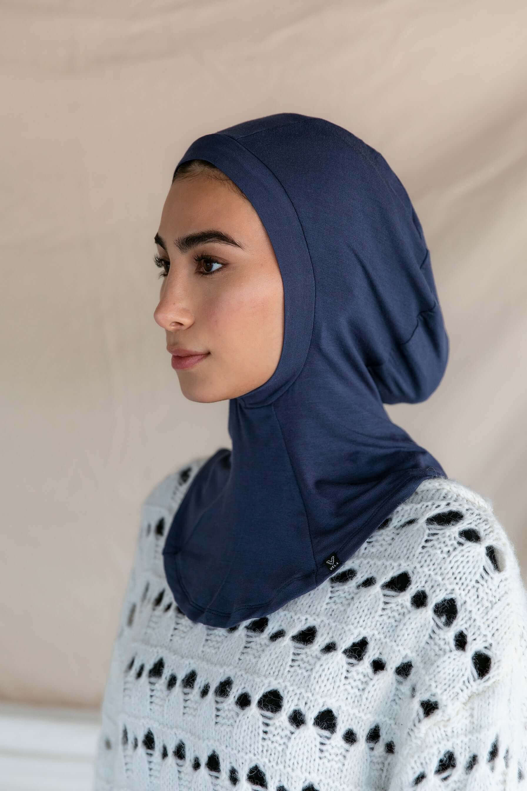 Indigo Ink Contour Hijab - Soft Stretch Muslim Headscarf for Women - Perfect for Daily Wear, Prayer & Special Occasions