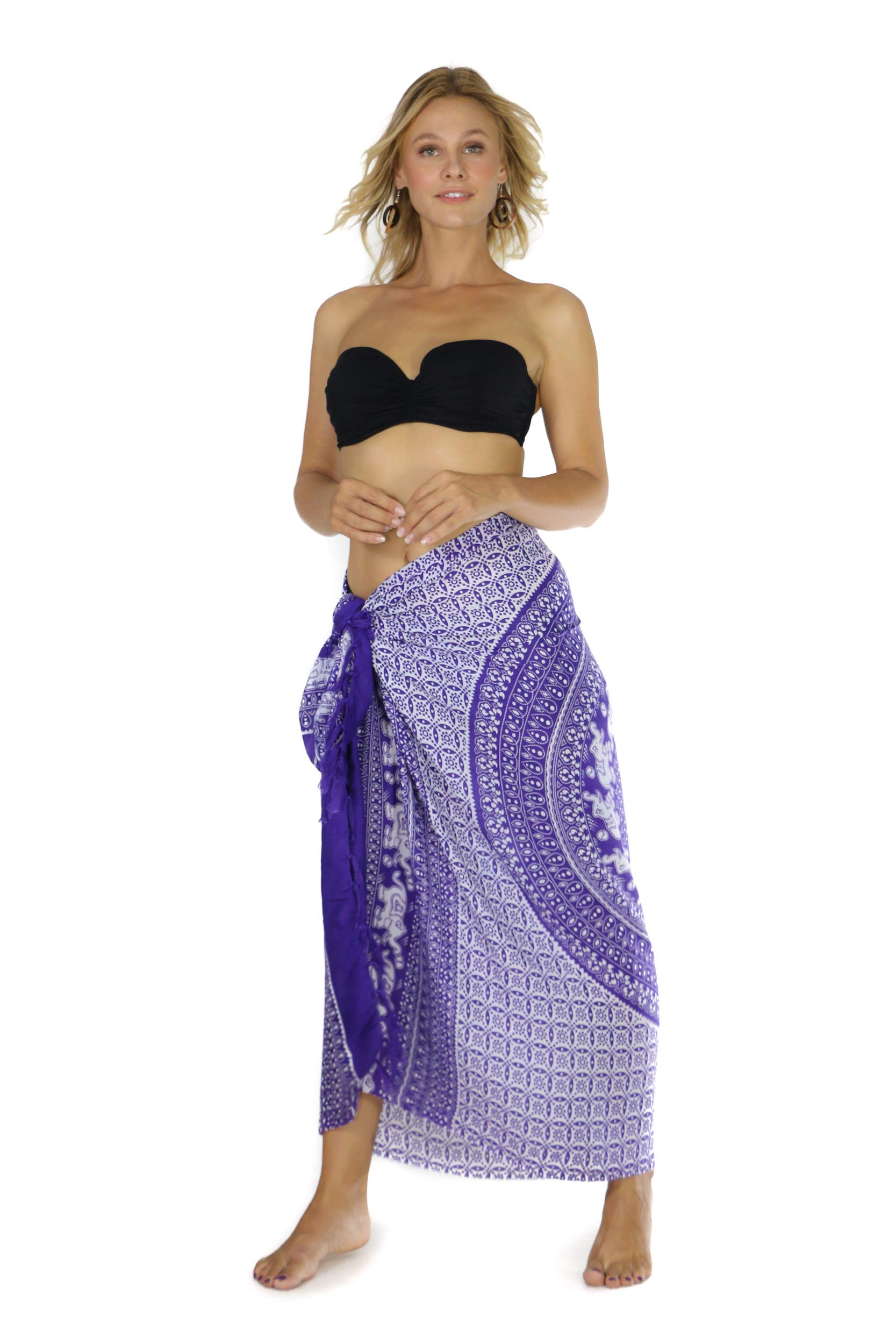 Women's Beach Cover-Up Sarong & Shell Bracelet Set - Lightweight Swimwear Wrap & Boho Jewelry for Pool, Vacation, Summer Outfits