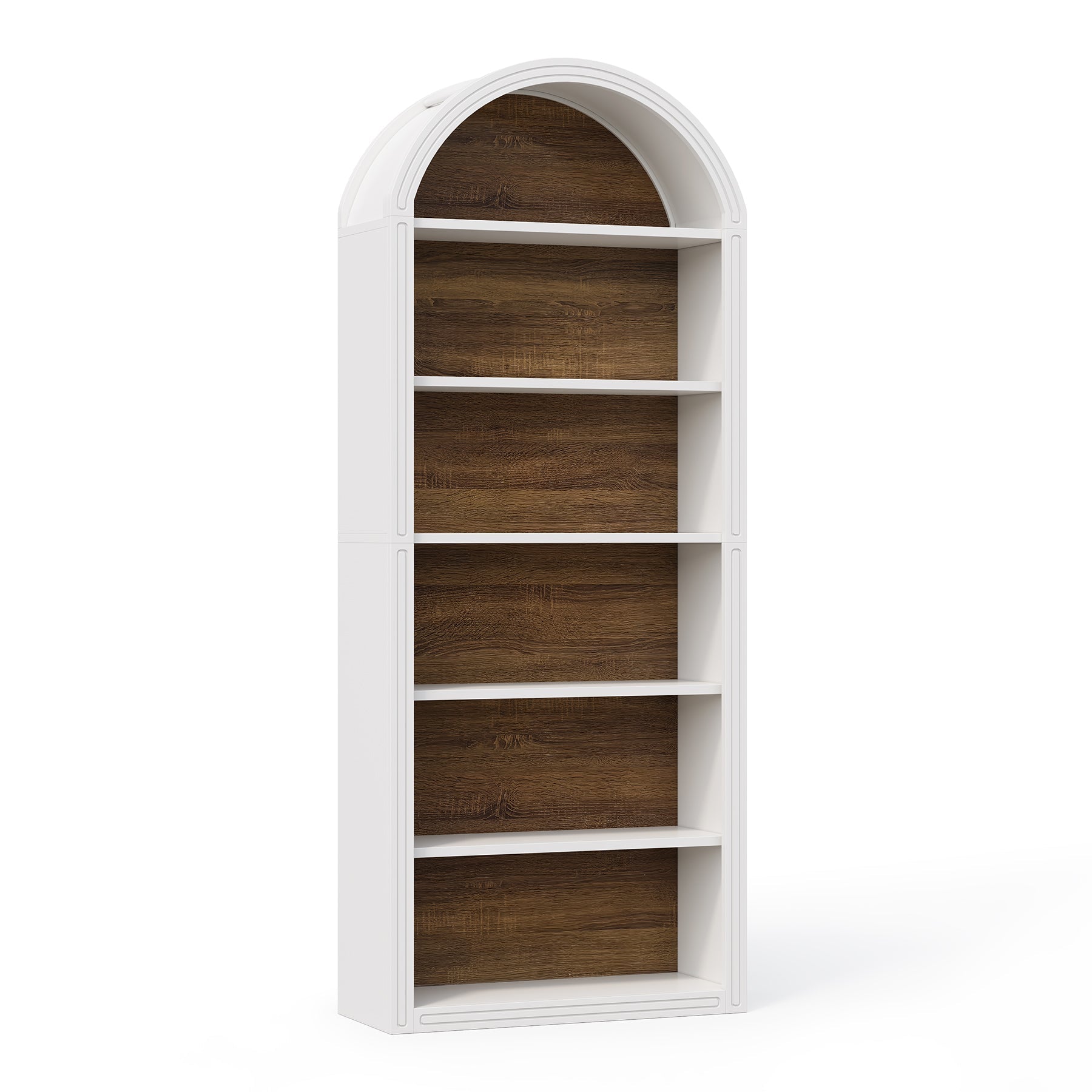 6/8 Tier Tall Wooden Bookshelf - Arched Bookcase Display Shelving Unit for Living Room, Office & Bedroom Storage & Organization