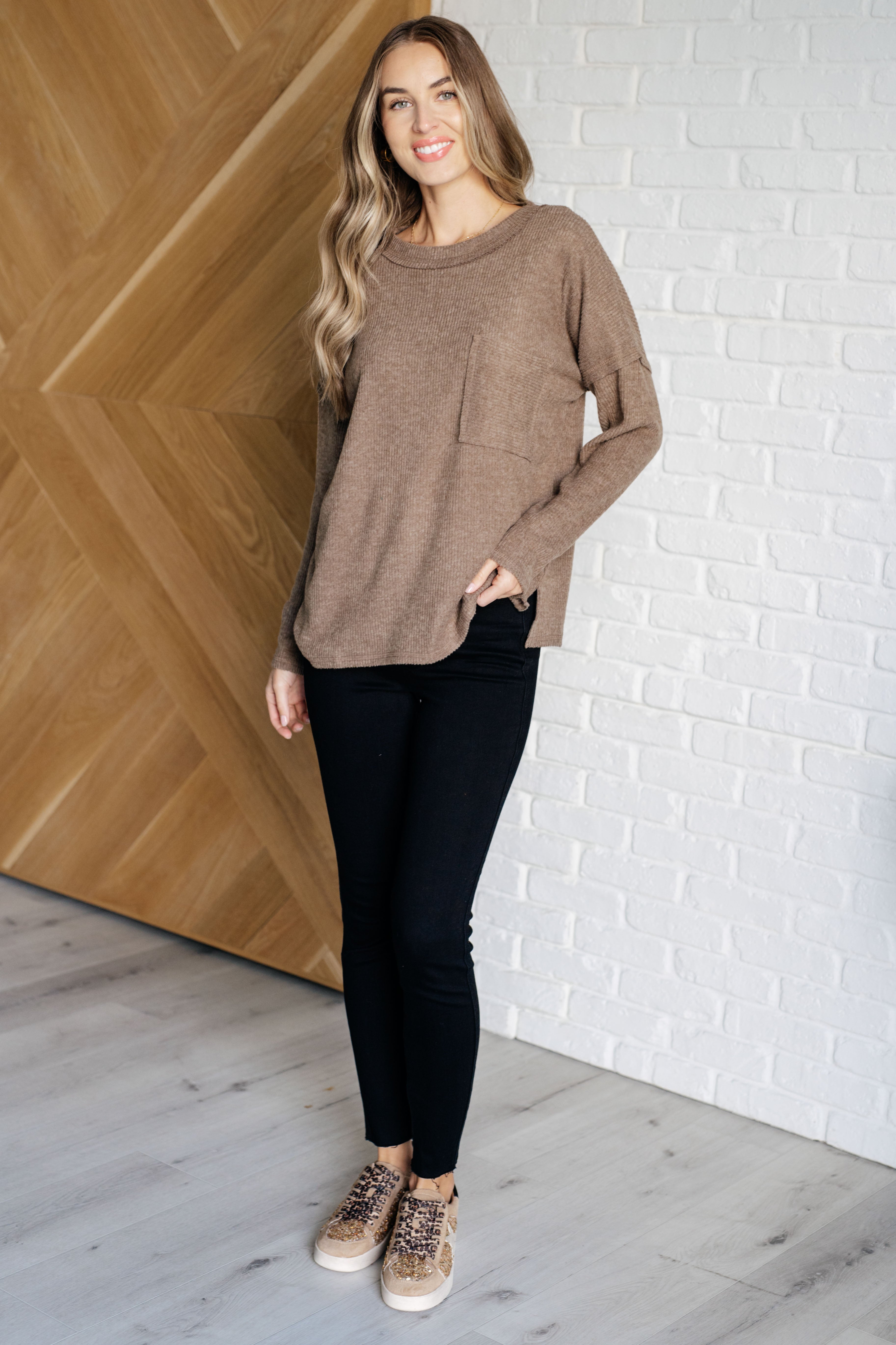 Casual Tuesday Ribbed Knit Sweater Women's Mocha Brown Pullover - Cozy Fall & Winter Fashion for Office, Date Night and Weekend Outings