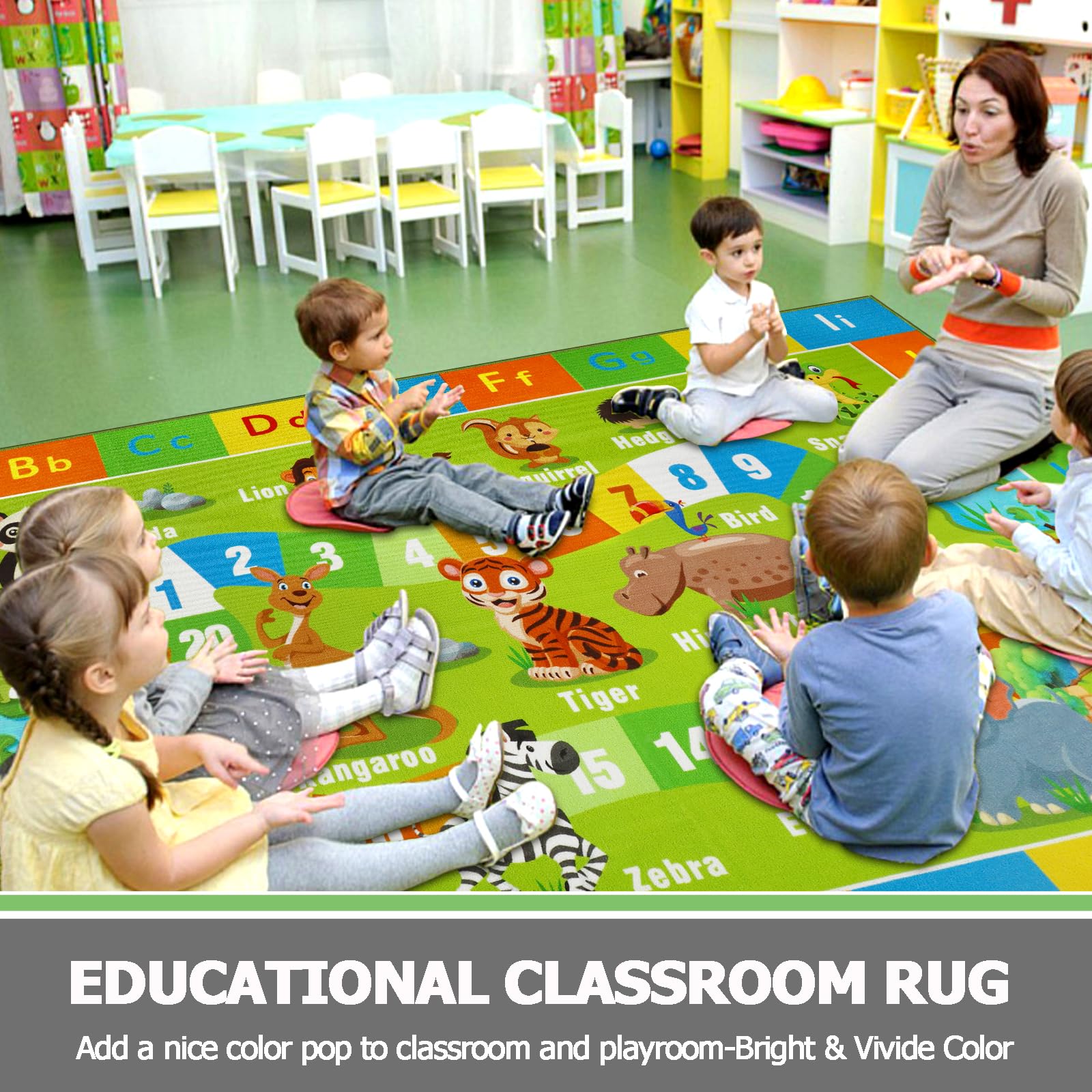 Non-Slip ABC Alphabet & Numbers Educational Play Mat for Kids - 6'6