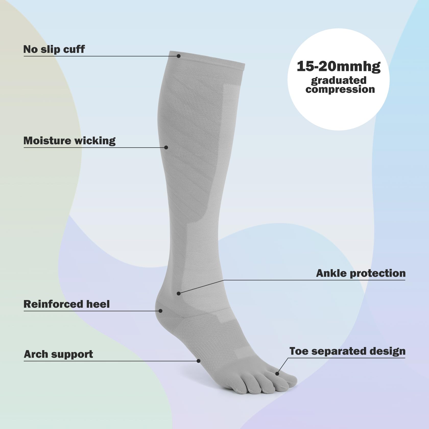 **Compression Socks for Women & Men – Knee High Graduated Support Toe Socks – Ideal for Running, Nursing, Travel & Long Flights**