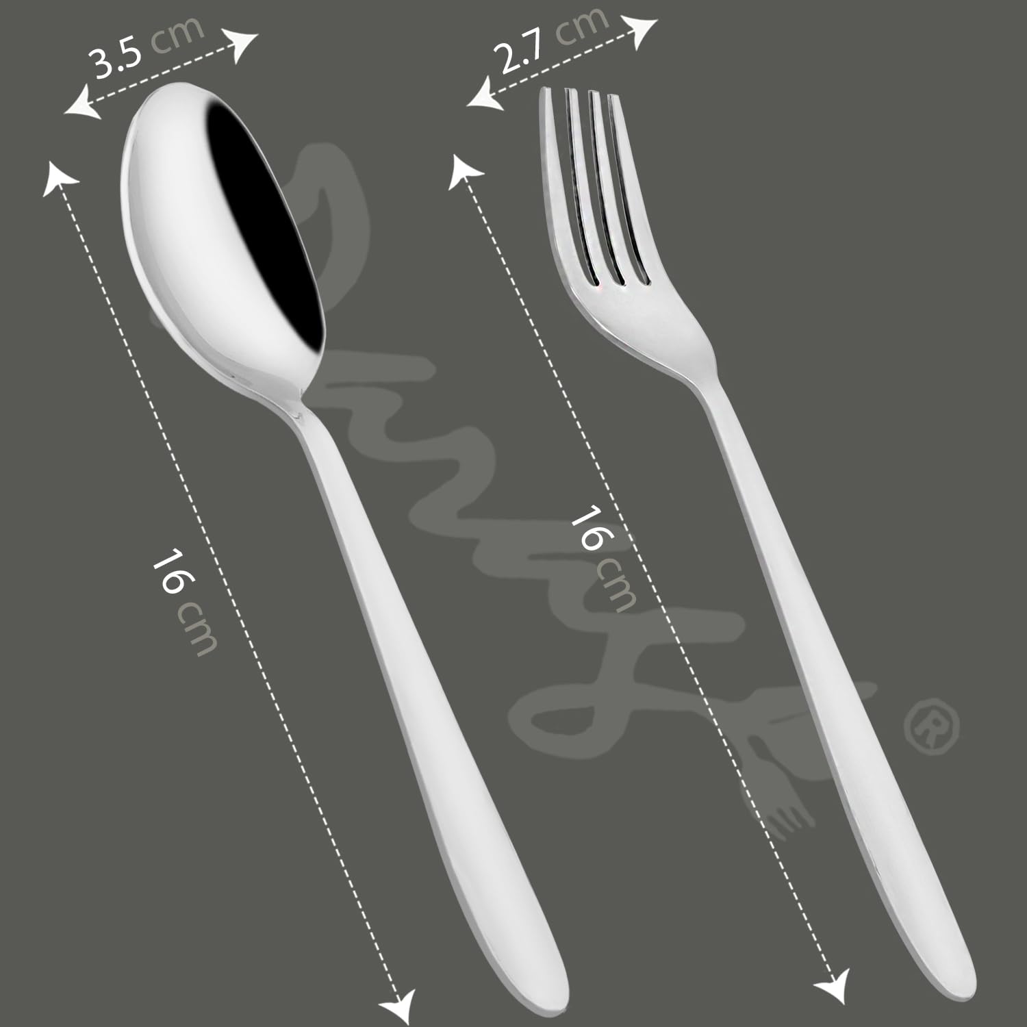12-Piece Stainless Steel Tea Spoon & Fork Set - 6 Spoons & 6 Forks for Coffee, Sugar, Condiments & Spices - Elegant Silver Dining Cutlery (Sigma Design) - Perfect for Tea Parties, Coffee Breaks & Table Setting