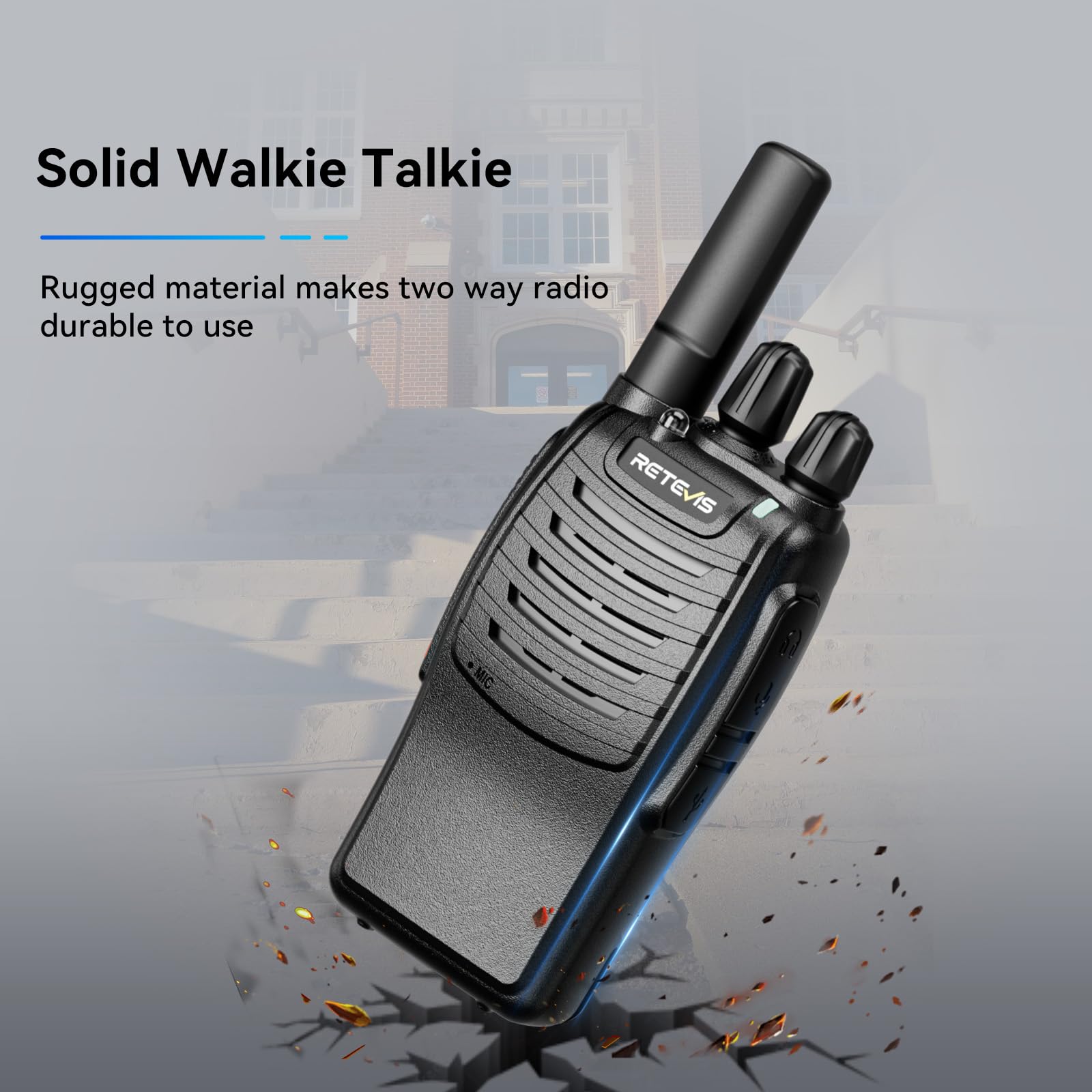 Retevis H777 Long Range Walkie Talkies - 16 Channel FRS Two Way Radios with Rechargeable Battery, Integrated Charging Base & Flashlight (6 Pack) - Ideal for Outdoor Adventures, Construction Sites, and Emergency Communication
