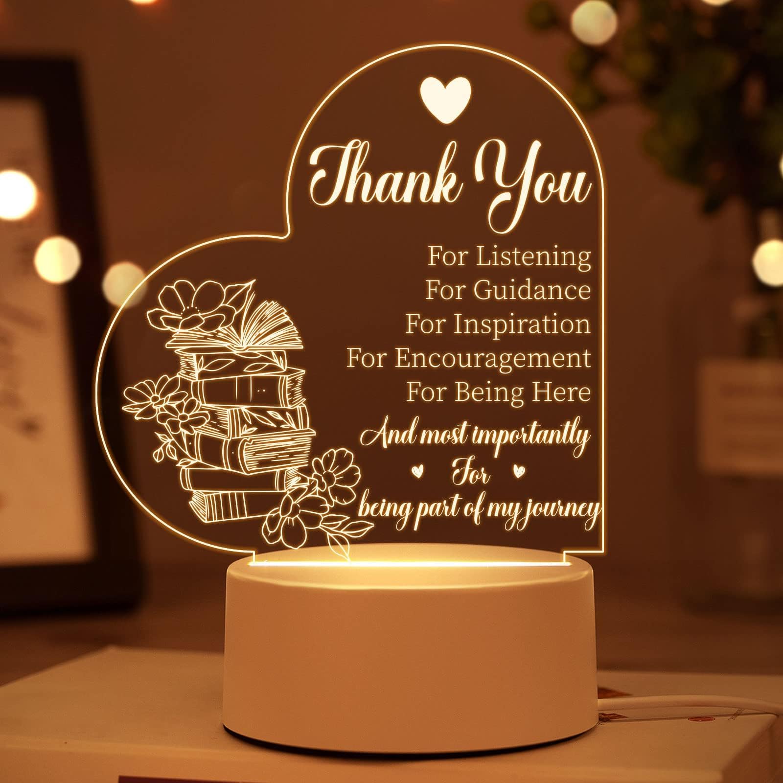 Best Teacher Gifts - Acrylic Night Light for Women | Birthday, Retirement & Thank You Presents for Classroom & Home
